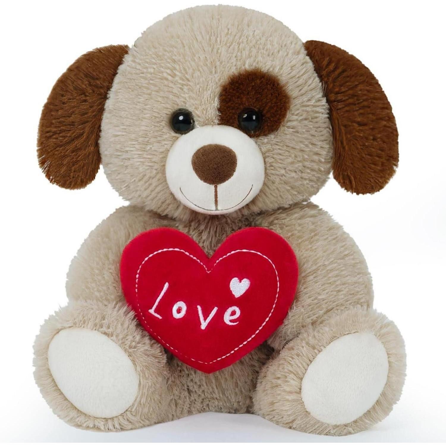 LuxusKollektion Kuscheltier Kuscheltier Hündchen Herz Geschenk Valentinstag Love Grau 1 Pcs (1-St)