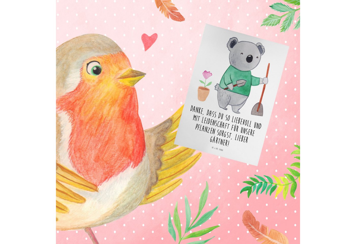 Thumbnail - Mr. & Mrs. Panda Grußkarte Lieber Gärtner - Weiß - Geschenk, grüner Daumen, Ansichtskarten, Dank, Hochwertiger Karton