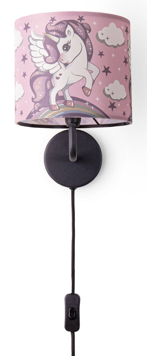 Einhorn E14 Kinderlampe âˆ…18cm Kabellänge Regenbogen 3m Home Paco Mit 213, Cosmo Wandleuchte ohne Leuchtmittel,