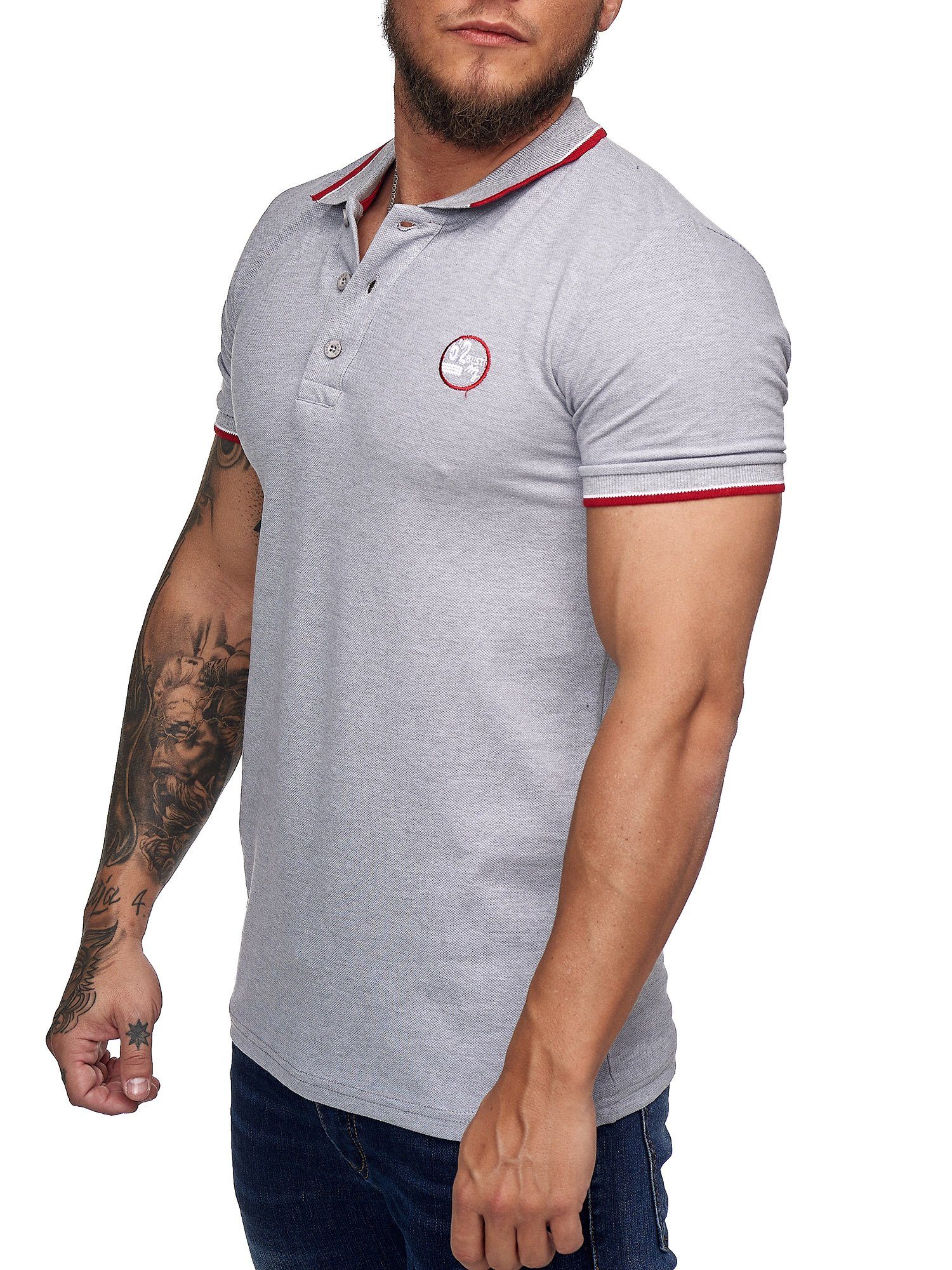 Code47 Code47 Grau Polohemd Einfarbig T-Shirt Poloshirt Basic Slim Kurzarm Herren (1-tlg) Fit