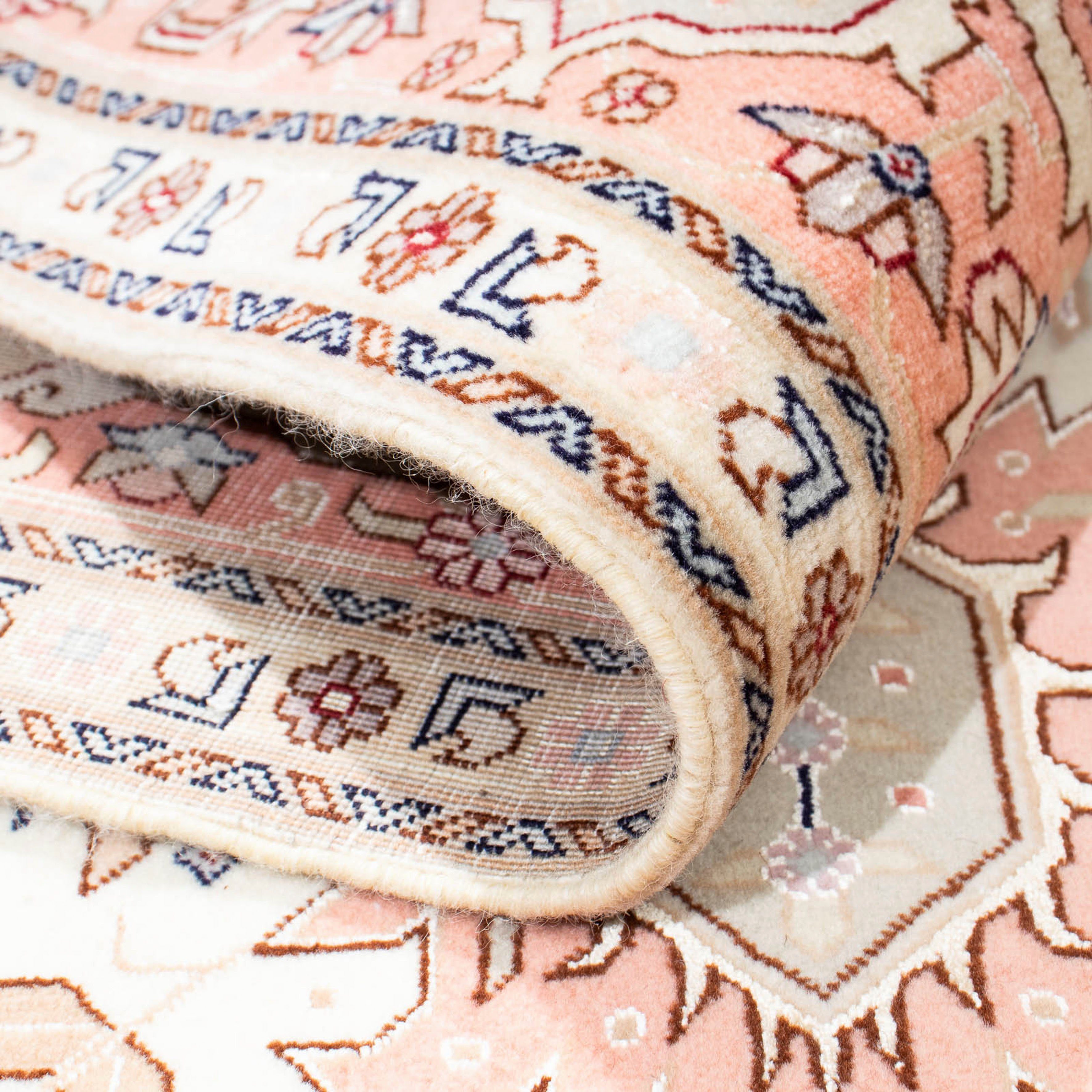 Orientteppich Perser morgenland, Handgeknüpft, Wohnzimmer, - rechteckig, Höhe: beige, x Täbriz Zertifikat Einzelstück mm, mit - 7 cm Royal 216 - 153 