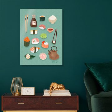 Posterlounge Acrylglasbild Taika Tori, Sushi-Auswahl, Küche Illustration