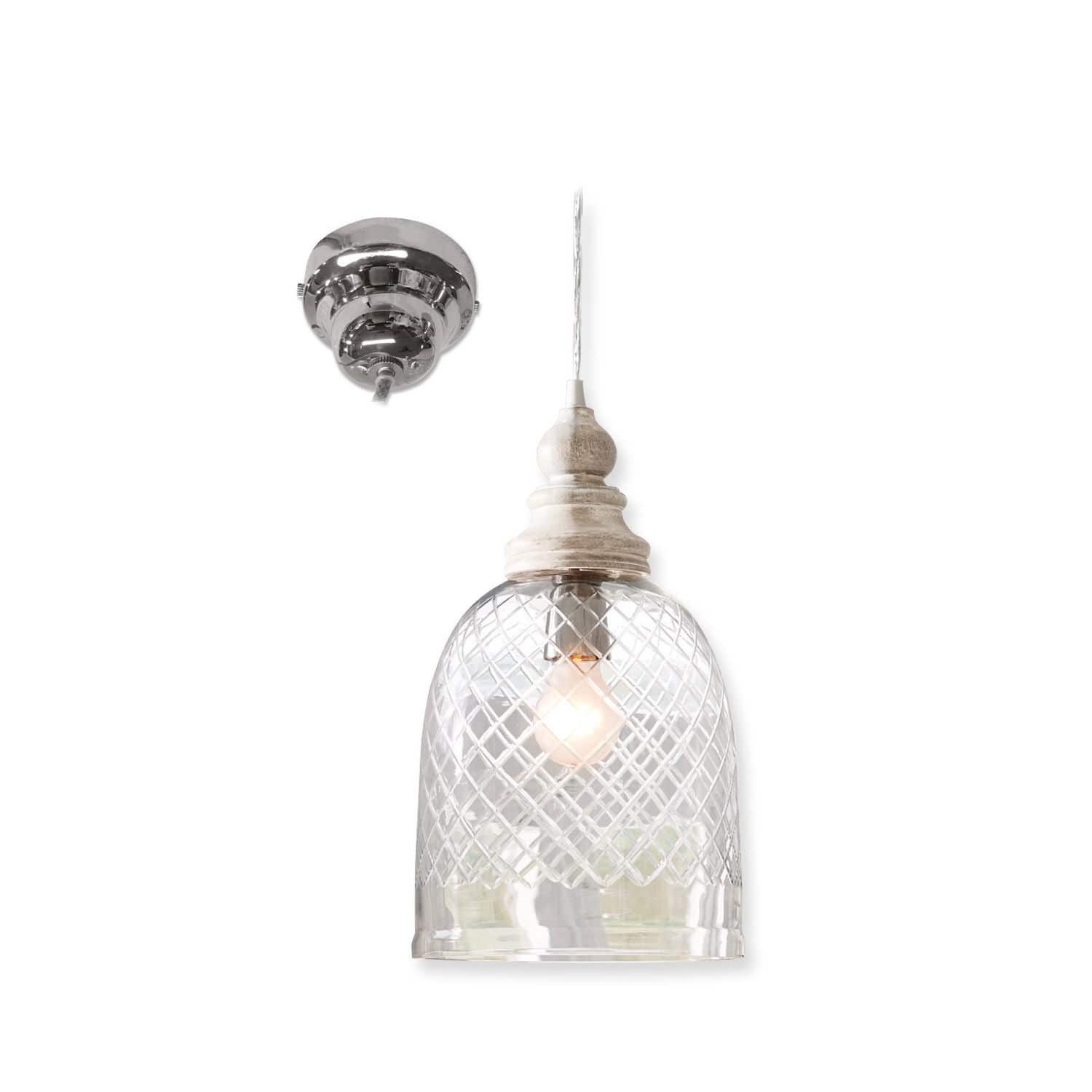 Mirabeau Hängeleuchten Hängelampe Junia klar, Pendelleuchte, Schirm aus Glas, Mit kunstvollem Rautenschliff