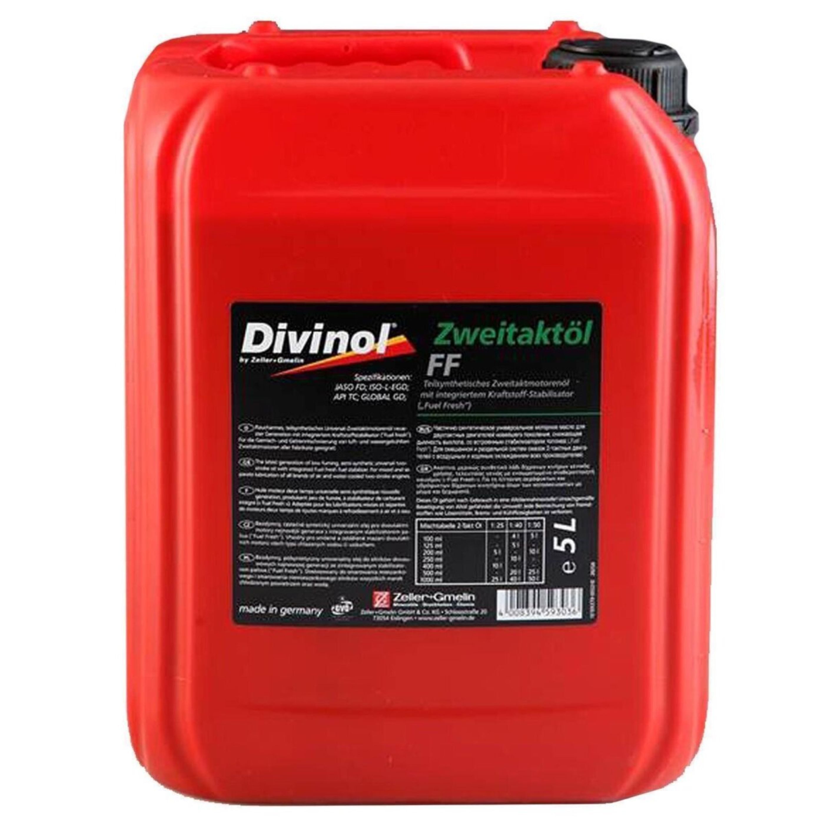 Zeller Multifunktionsöl Divinol 26150 Zweitaktöl FF 1x5 Liter 2-Taktöl teilsynthetisch 2T Misc, 5000 ml