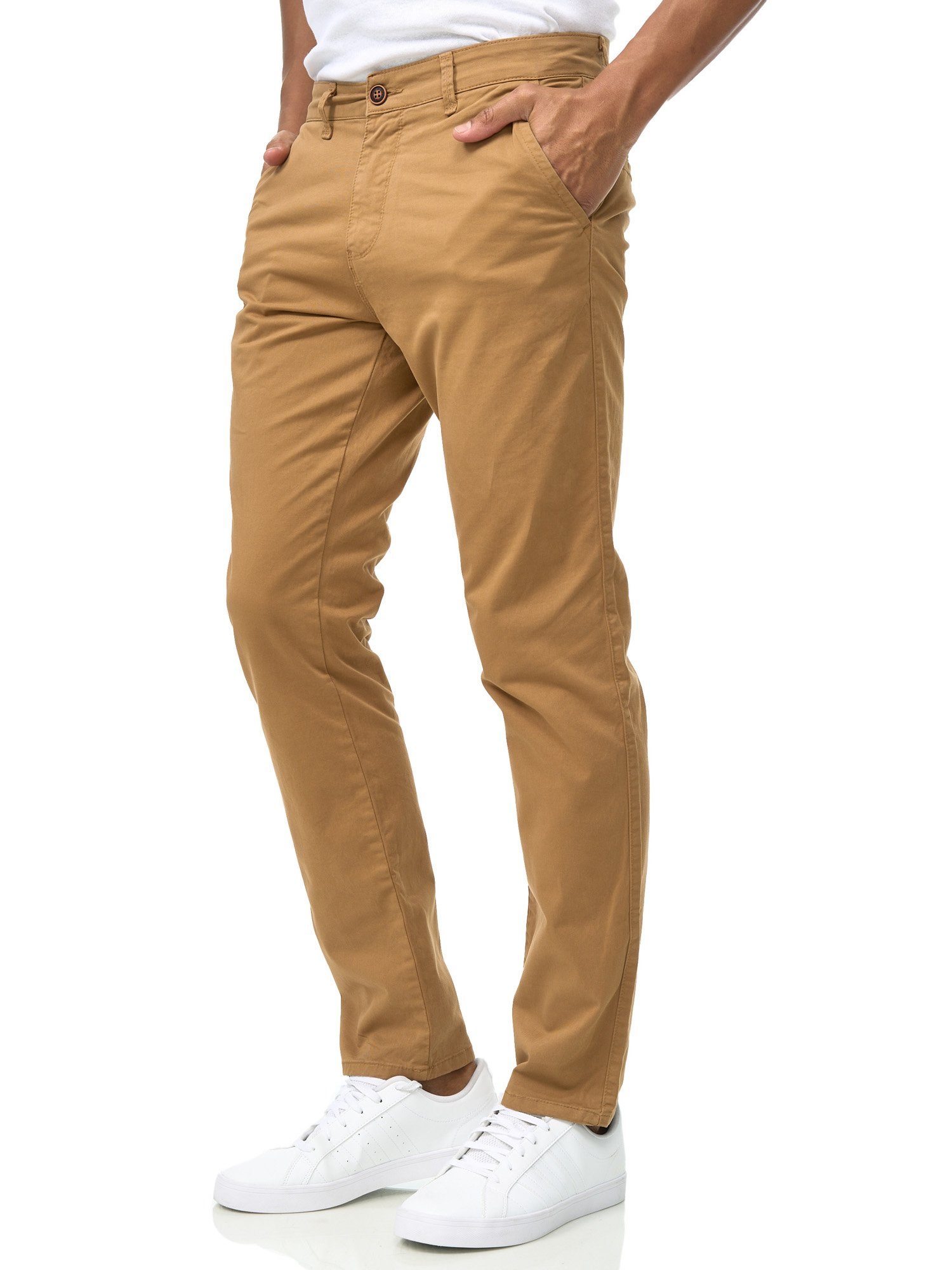 Chinohose COTTON, Chinohose Slim Herren Fit ORGANIC 308 Bio-Baumwolle D'MARO 5-Pocket-Style, 1-CAMEL