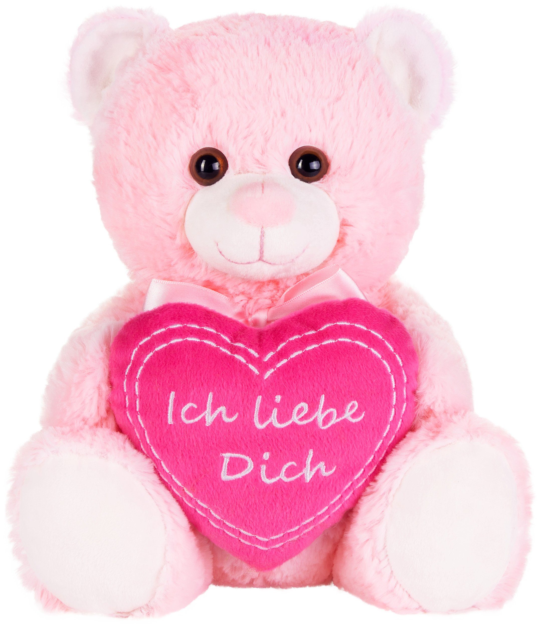 BRUBAKER Kuscheltier Teddybär mit Ich liebe Dich Herz (Valentinstagsgeschenk, 1-St), kleiner Teddy Bär, Stofftier Plüschtier mit Liebesbotschaft