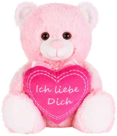 BRUBAKER Kuscheltier Teddybär mit Ich liebe Dich Herz (Valentinstagsgeschenk, 1-St), kleiner Teddy Bär, Stofftier Plüschtier mit Liebesbotschaft