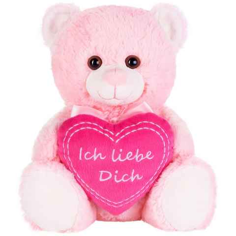 BRUBAKER Kuscheltier Teddybär mit Ich liebe Dich Herz (Valentinstagsgeschenk, 1-St), kleiner Teddy Bär, Stofftier Plüschtier mit Liebesbotschaft