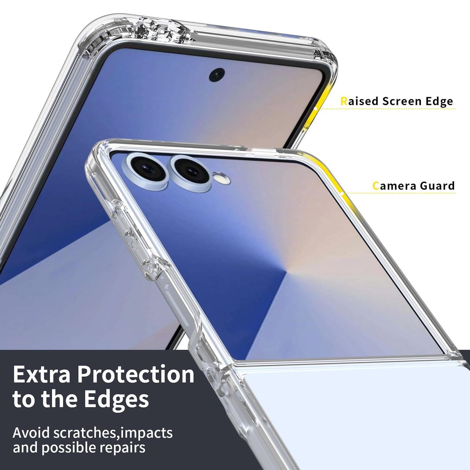 Wigento Handyhülle Für Samsung Galaxy Z Flip7 5G TPU / Acryl Hybrid Hülle Transparent, Hybrid Hülle mit verstärktem Kantenschutz