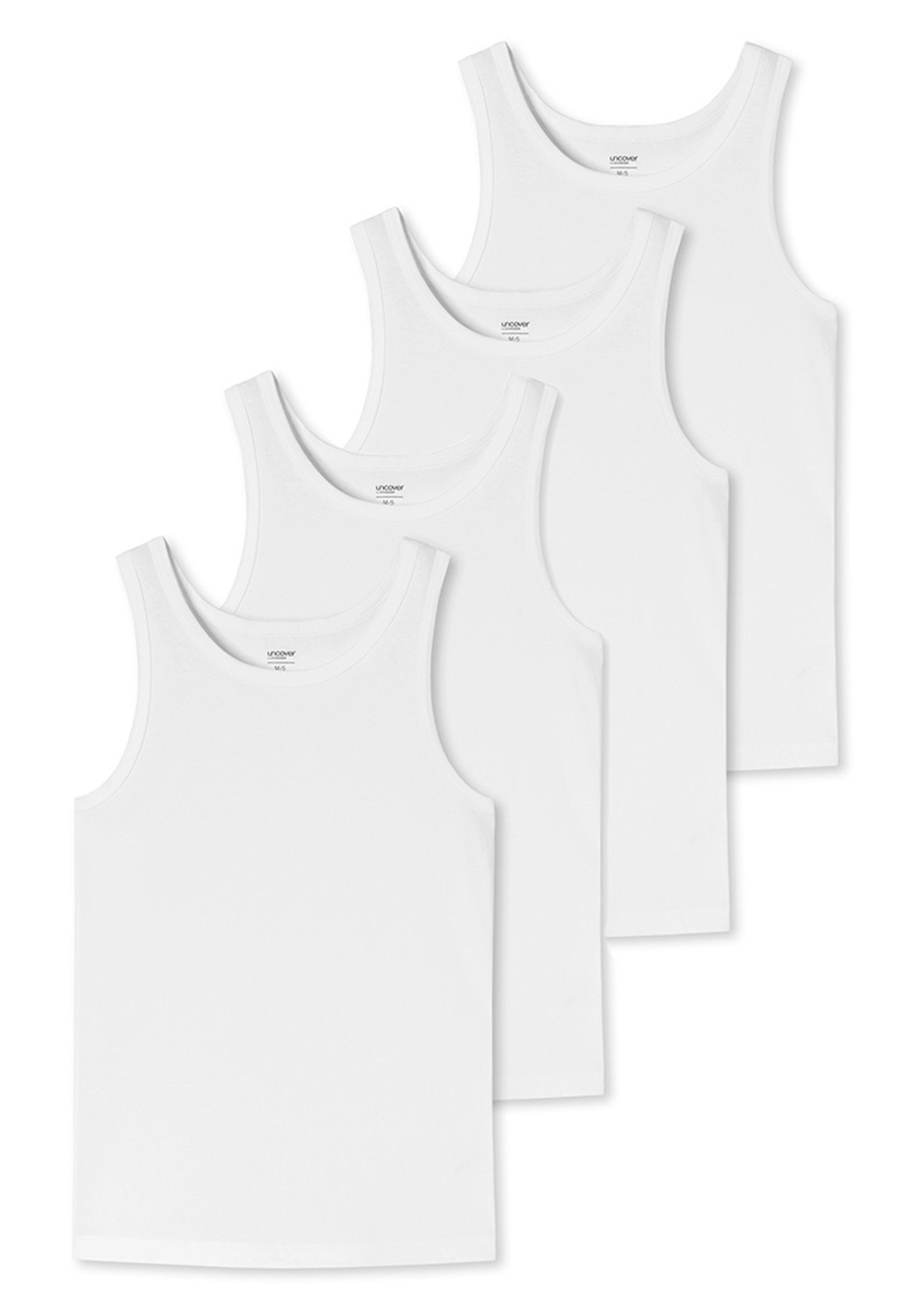 uncover by SCHIESSER Unterhemd 4er Pack Basic (Spar-Set, 4-St) Unterhemd / Tanktop - Baumwolle - Unterhemden mit perfekter Passform Weiß