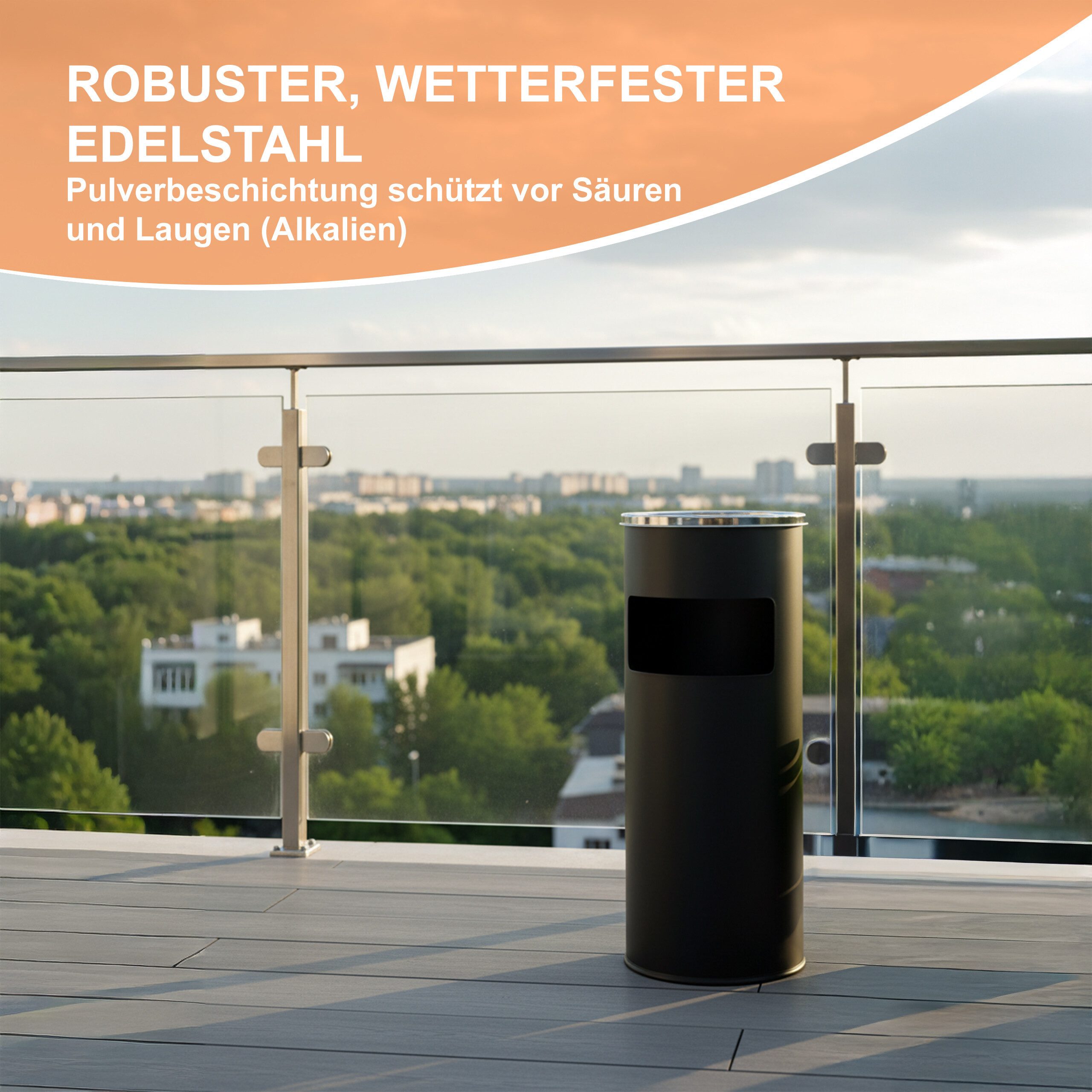 relaxdays Aschenbecher Standaschenbecher mit Inneneimer 17 l – Bild 2 von 5