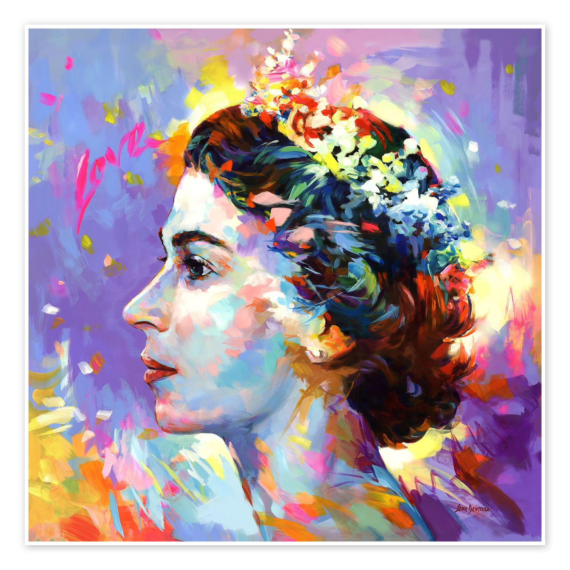 Posterlounge Poster Leon Devenice, Queen Elizabeth II, Illustration