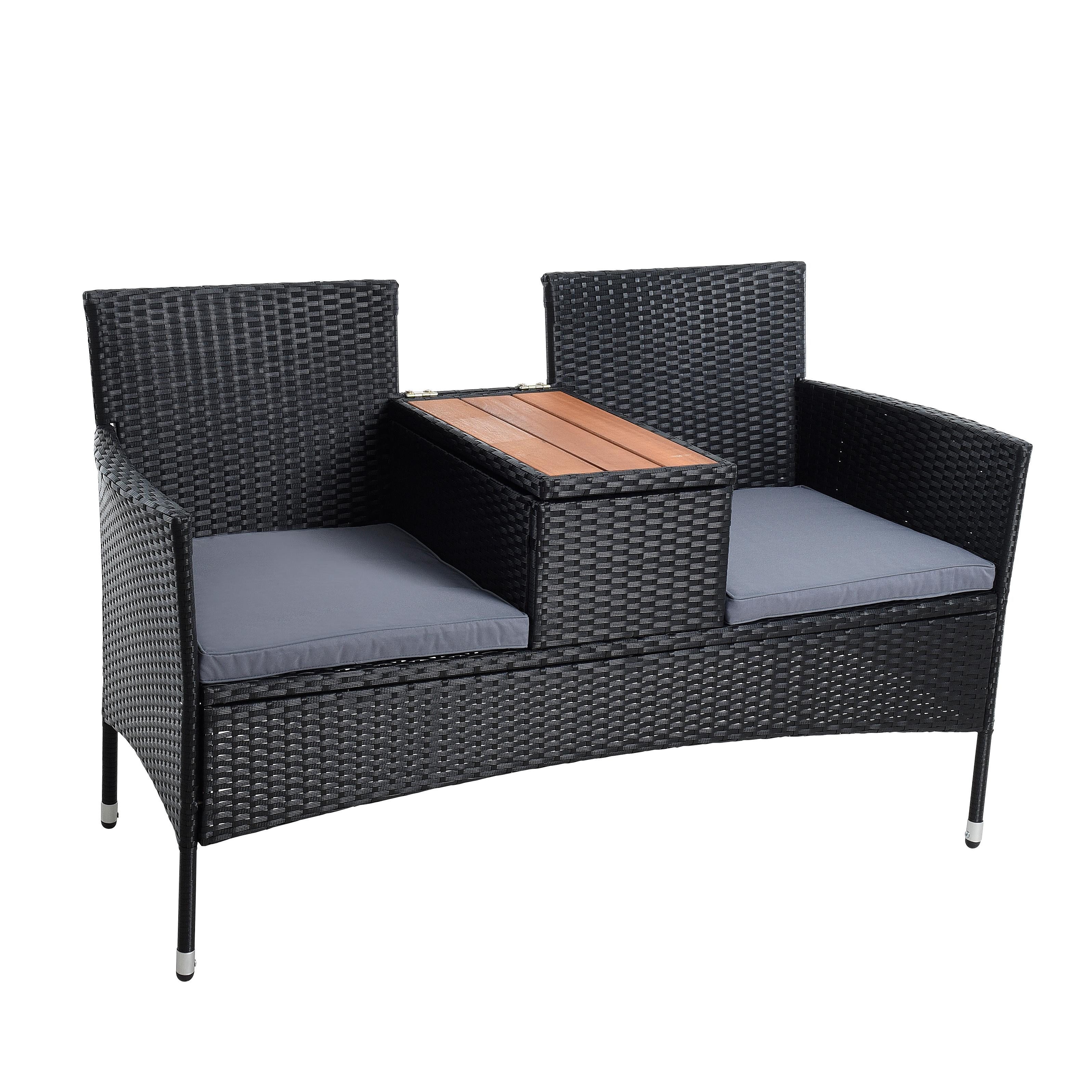 ESTEXO Sitzgruppe Polyrattan Gartenbank Rattan Bank Sitzbank 2-Sitzer Gartenmöbel Balk
