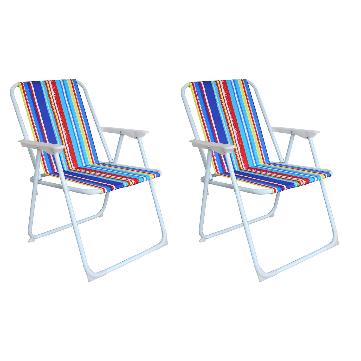 Mojawo Klappstuhl 2er Campingstuhl Outdoor Klappstuhl Gartenstuhl Regenbogen gestreift