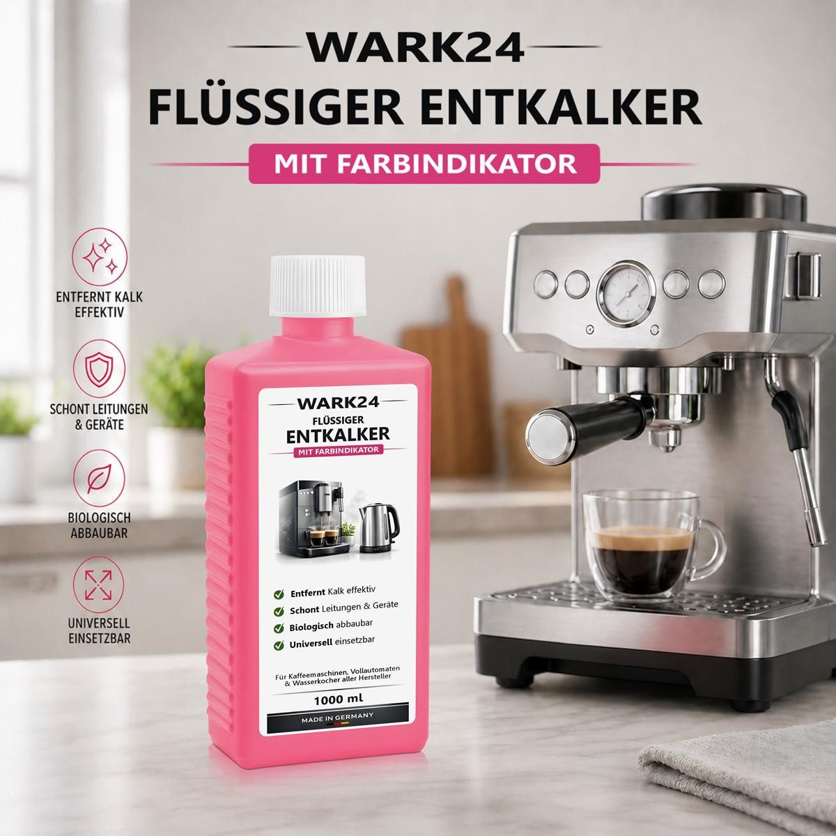 Wark24 Wark24 Flüssig Entkalker 1L für Kaffeevollautomat Siemens, Phillips (5 Entkalker