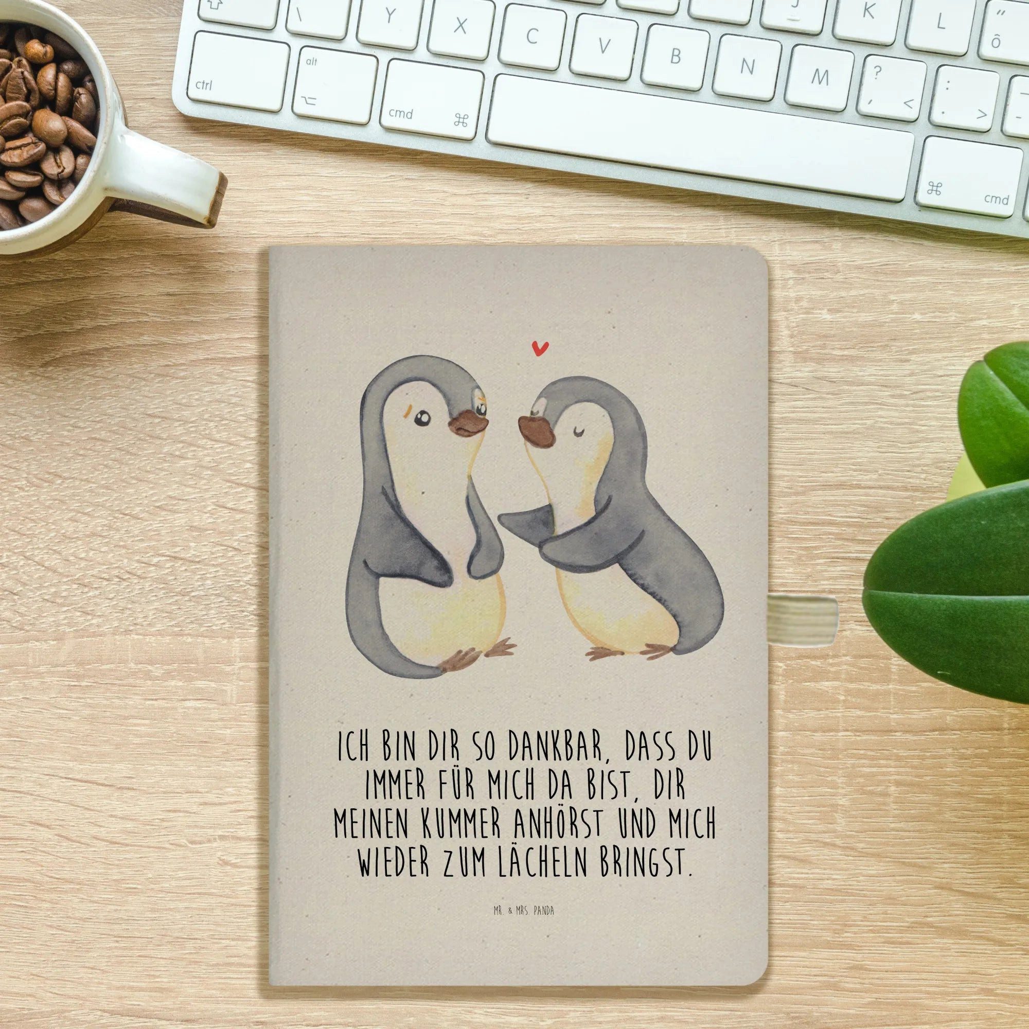 Thumbnail - Mr. & Mrs. Panda Notizbuch Pinguine trösten - Transparent - Geschenk, A5 Notizbuch Personalisier Mr. & Mrs. Panda, Inspi...