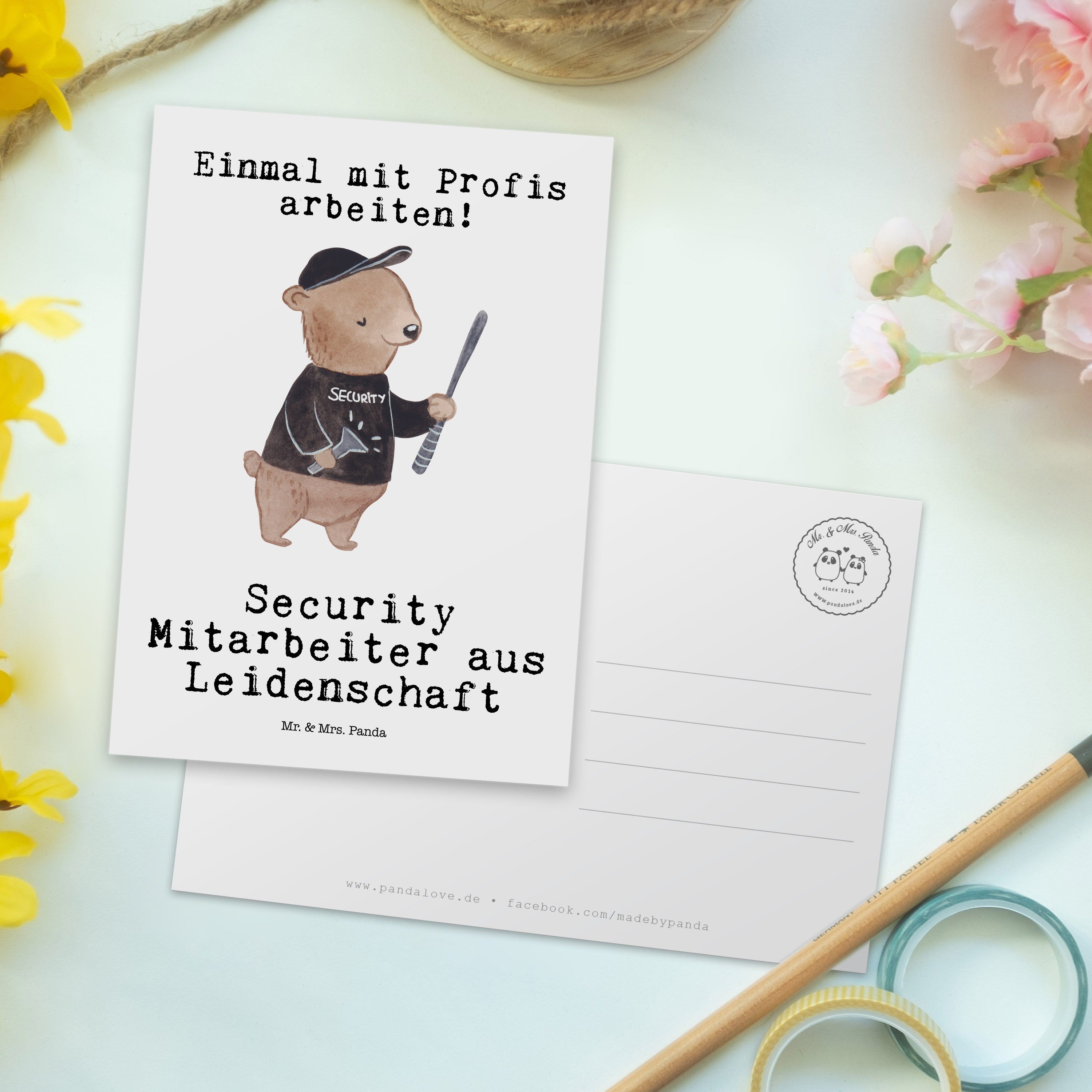 Grußkarte, - aus Geschenk, Mrs. G Weiß - Mr. & Security Panda Leidenschaft Postkarte Mitarbeiter