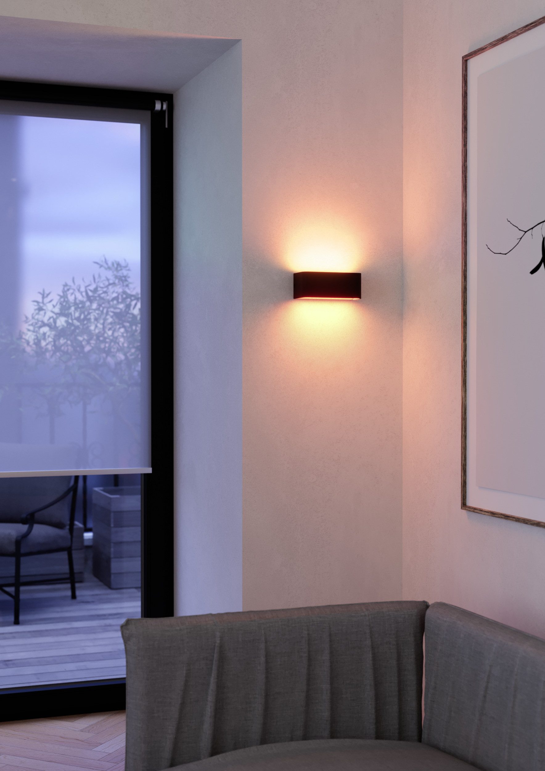 EGLO Wandleuchte SANIA-Z Wandlampe - Alu, Stahl - LED - 1X10W - IP55, Bluetooth, CCT - über Fernbedienung, Dimmfunktion, Farbwechsel, Memoryfunktion, Nachtlichtfunktion, RGB, Weckerfunktion, dimmbar über Fernbedienung, mehrere Helligkeitsstufen, LED fest integriert, Neutralweiß, Kaltweiß, Warmweiß, RGB, Außenbeleuchtung, Außenwandleuchte, Terrasse, L20 x H8 x AL9 cm