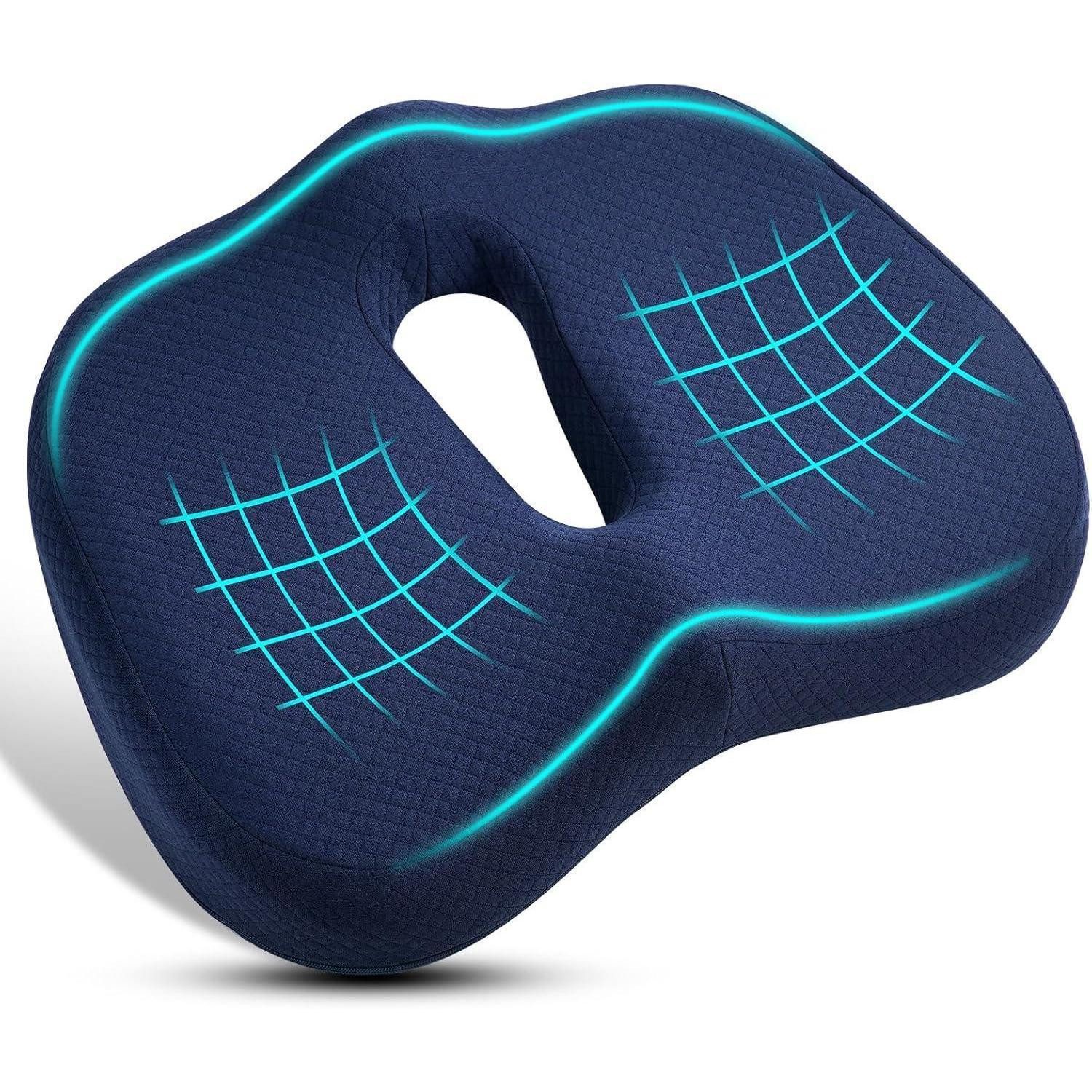 LuxusKollektion Sitzkissen Sitzkissen Memory Foam Steißbeinkissen Ischias Hämorrhoiden Blau-m