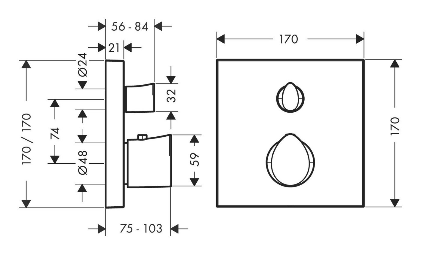 Thumbnail - hansgrohe Unterputzarmatur Axor Starck Organic Thermostat mit Absperrventil Unterputz