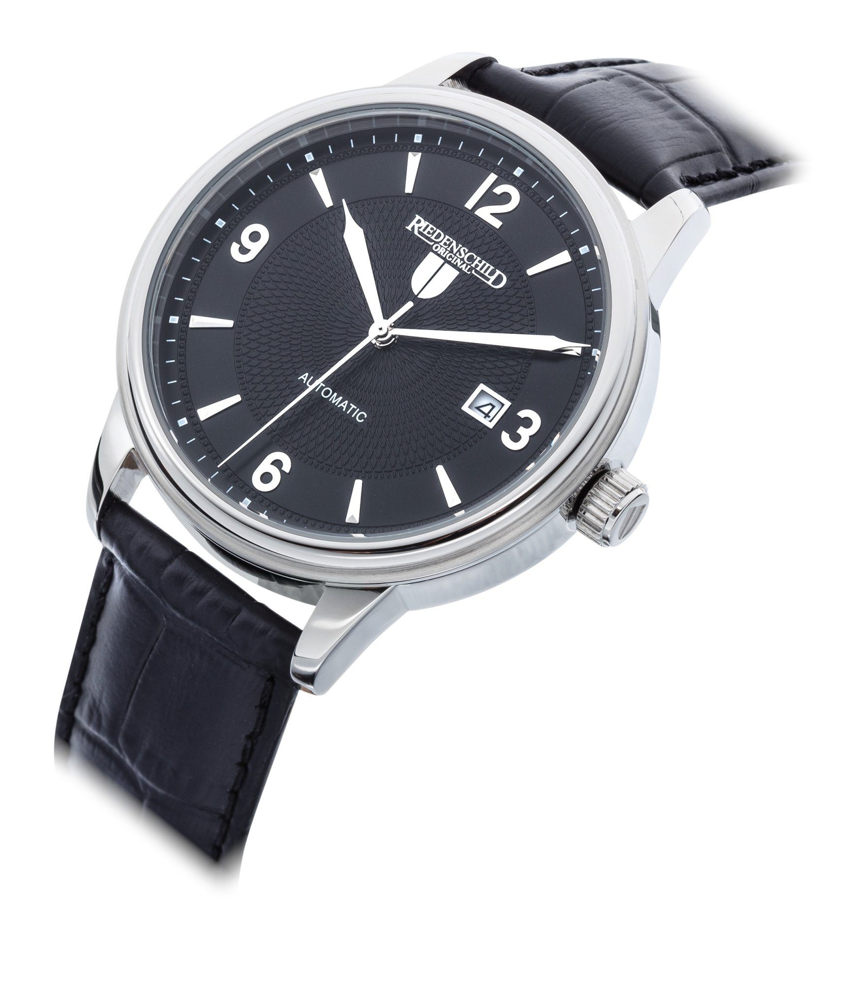 Riedenschild Automatikuhr RS7605-02 Herrenuhr Schwarz Lederband 42 mm RS7605-02