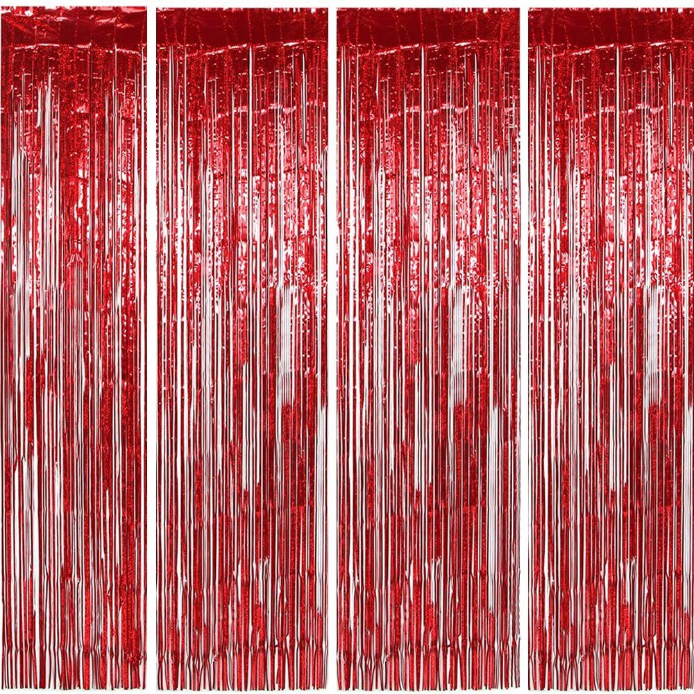 Deko Vorhang Stück Hängedekoration Folie Rot Fringe Vorhänge, Glitzer Lametta 2.45m 4 1m zggzerg x