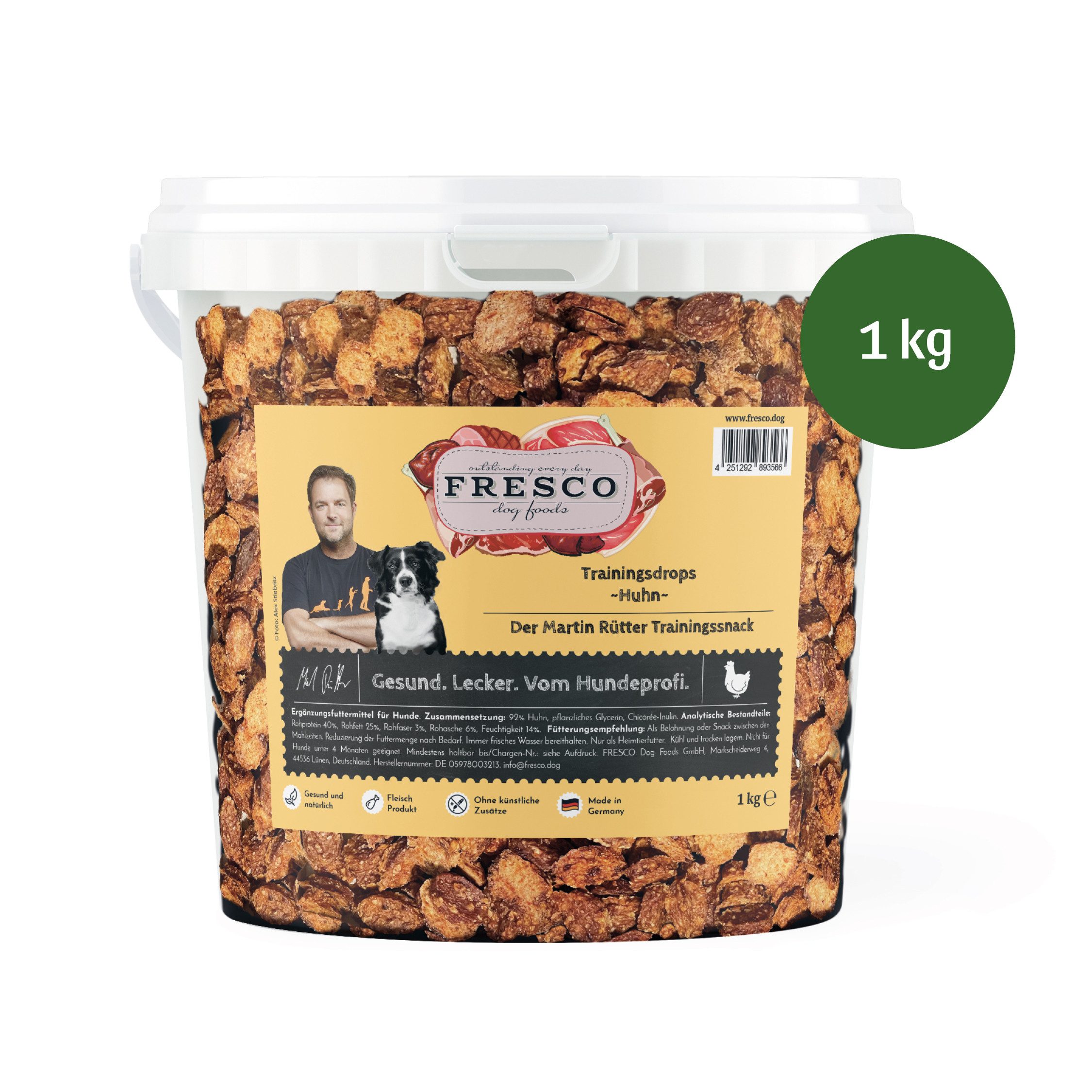 Fresco Dog Martin Rütter Trainingsdrops 1kg Hundeleckerli, Huhn, Snack für: Hunde, Getreidefrei, zuckerfrei & hoher Fleischanteil