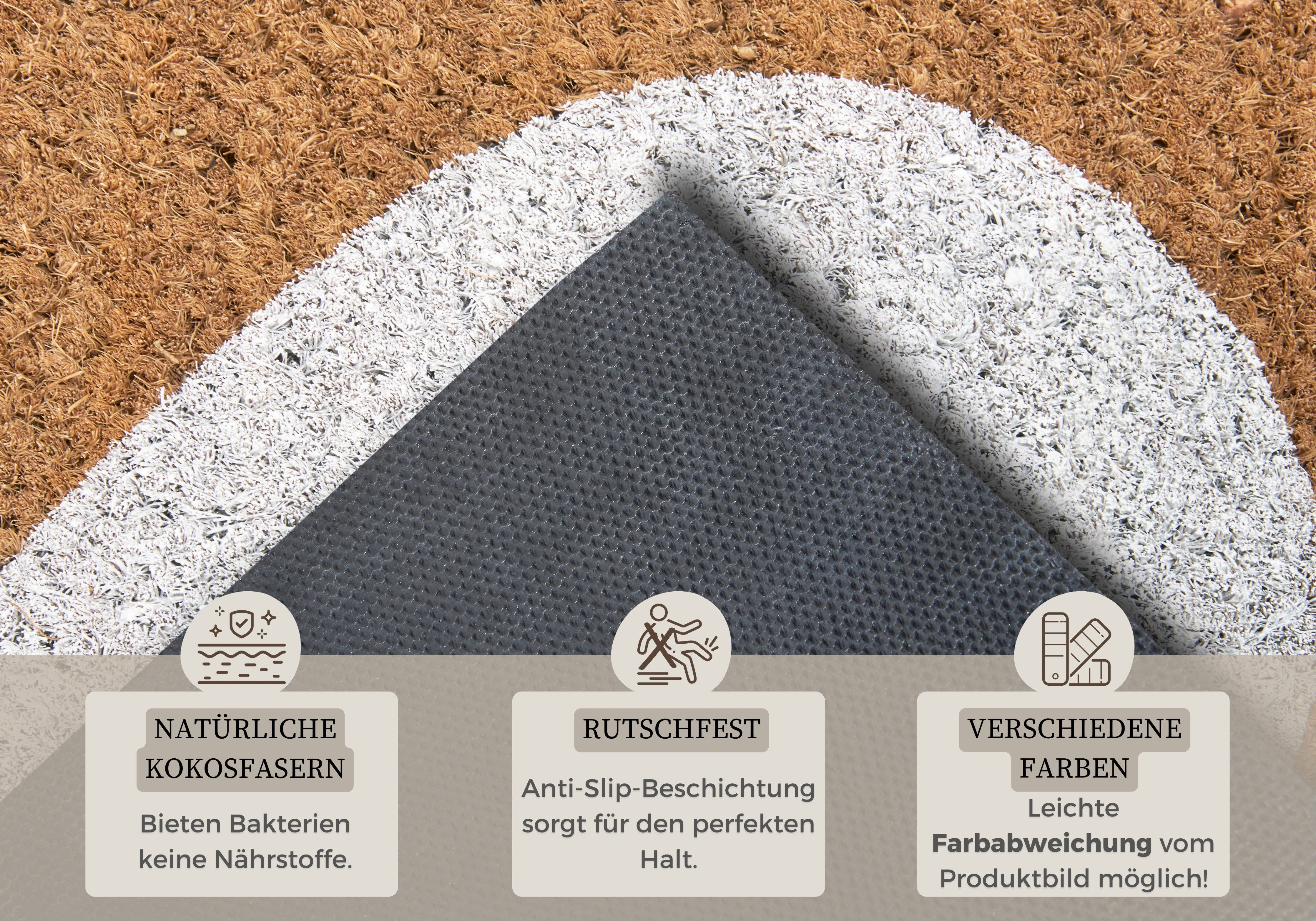 HANSE Home Fußmatte Mix Mats Kokos Heart, Türmatte, rechteckig, Höhe: 15 mm, Kokos, Schmutzfangmatte, Outdoor, Rutschfest, Innen, Kokosmatte, Flur