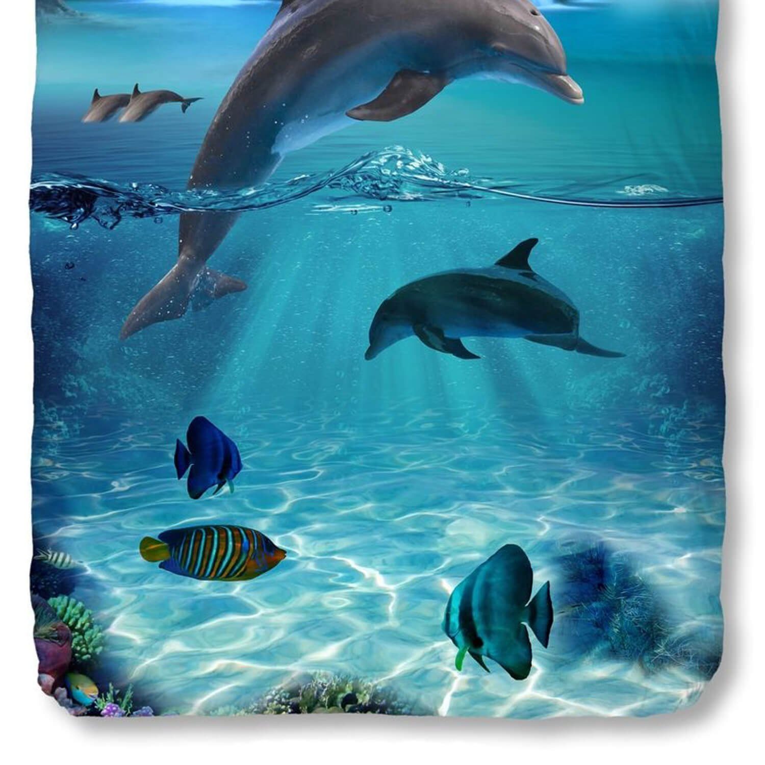 good morning Bettwäsche Delfine Will 5586, Baumwolle, 2 teilig, Delfine, Wasserfall, Meer, Fische
