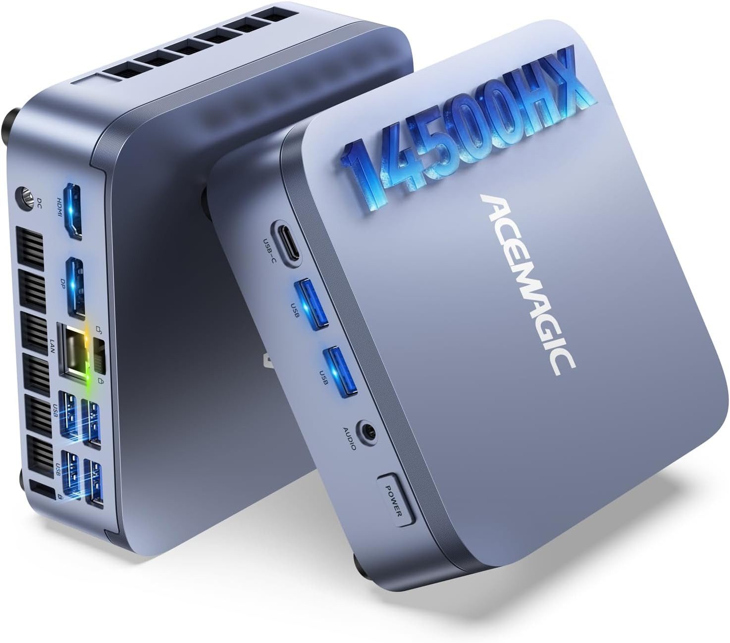 ACEMAGIC Mini PC, Intel Core i5-14500HX, 16GB DDR4 RAM 512GB SSD,Windows 11 Pro Mini-PC (Intel Core i5-14500HX 14500HX, Intel® UHD Graphics for 14th Gen Intel® Processors, 16 GB RAM, 512 GB SSD, ACE Kühlsystem, bis 4,9Ghz,14C/20T, WiFi 6 BT 5.2, Kompakt Gaming PC,Triple 4K Display)