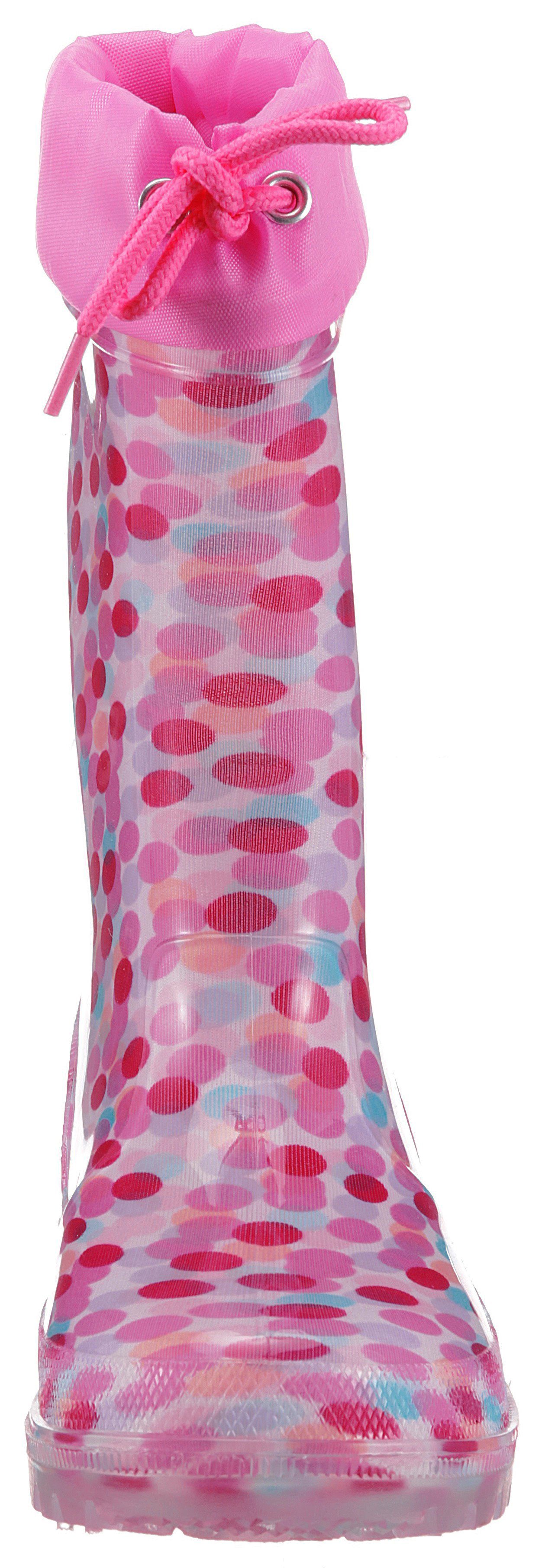 Lico Power Blinky pink-rosa-hellblau-gepunktet Blinkschuh mit Blinkfunktion Gummistiefel