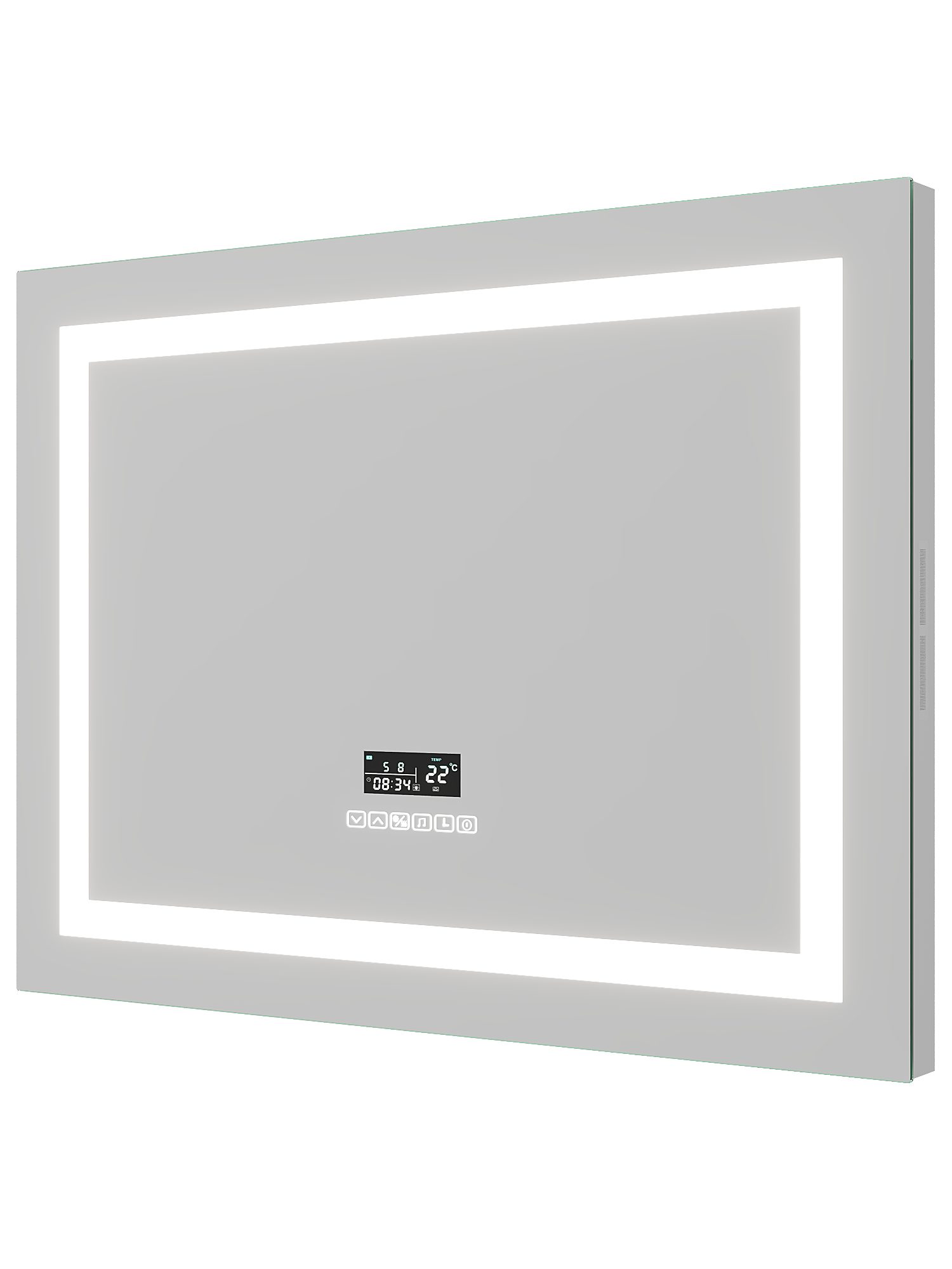 AQUABATOS LED-Lichtspiegel Badspiegel mit Beleuchtung LED Badezimmerspiegel (mit Bluetooth Lautsprecher und Uhr, Anzeige von Uhrzeit, Datum und Temperatur, Kaltweiß 6400K, Neutralweiß 4500K, Warmweiß 3000K), Dimmbar, Touch Schalter, Antibeschlag, Energiesparend