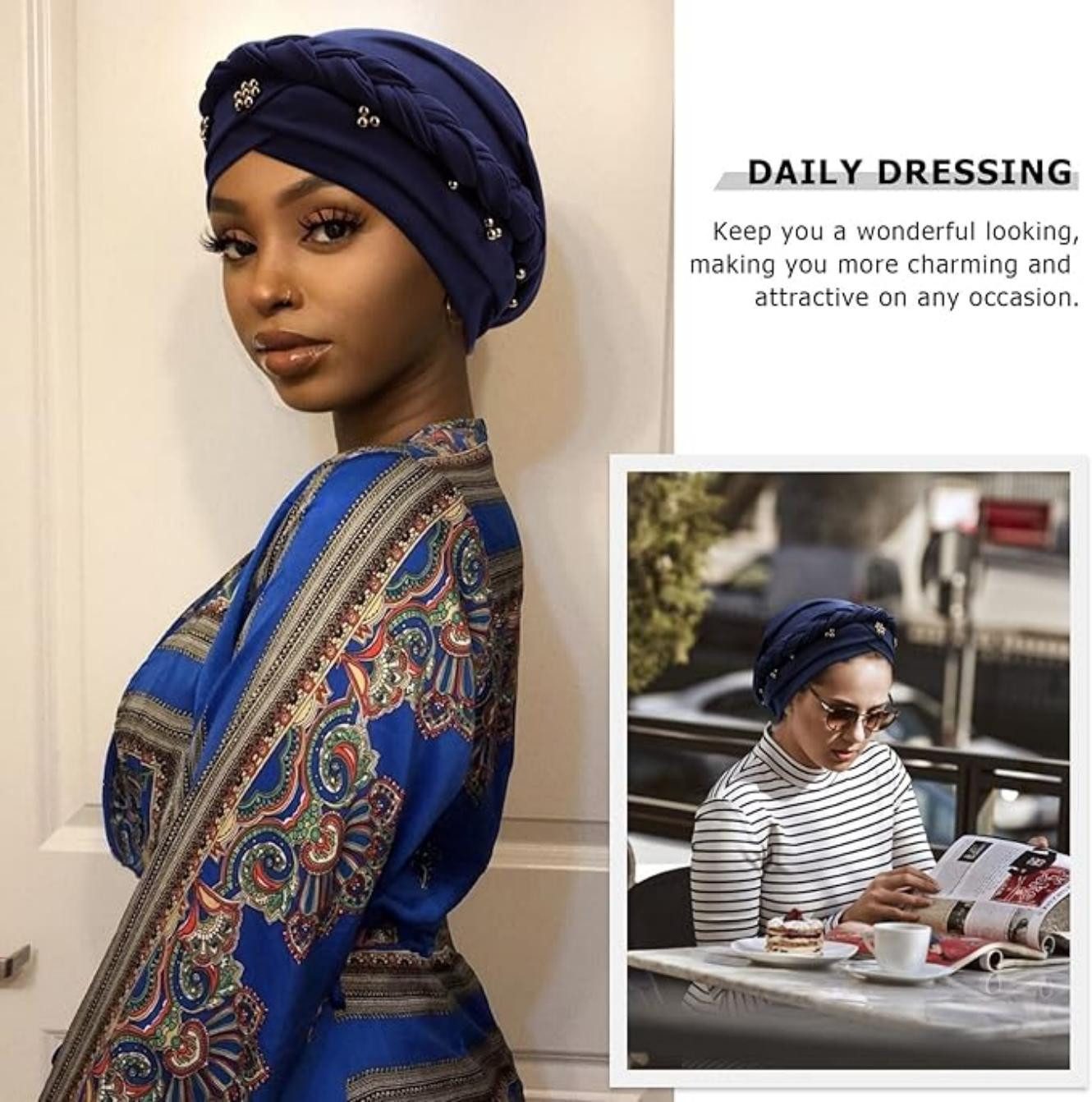 Coonoor Turbanmütze Afrikanischer Damen Geflecht Kopfbedeckung Kopftücher C günstig online kaufen