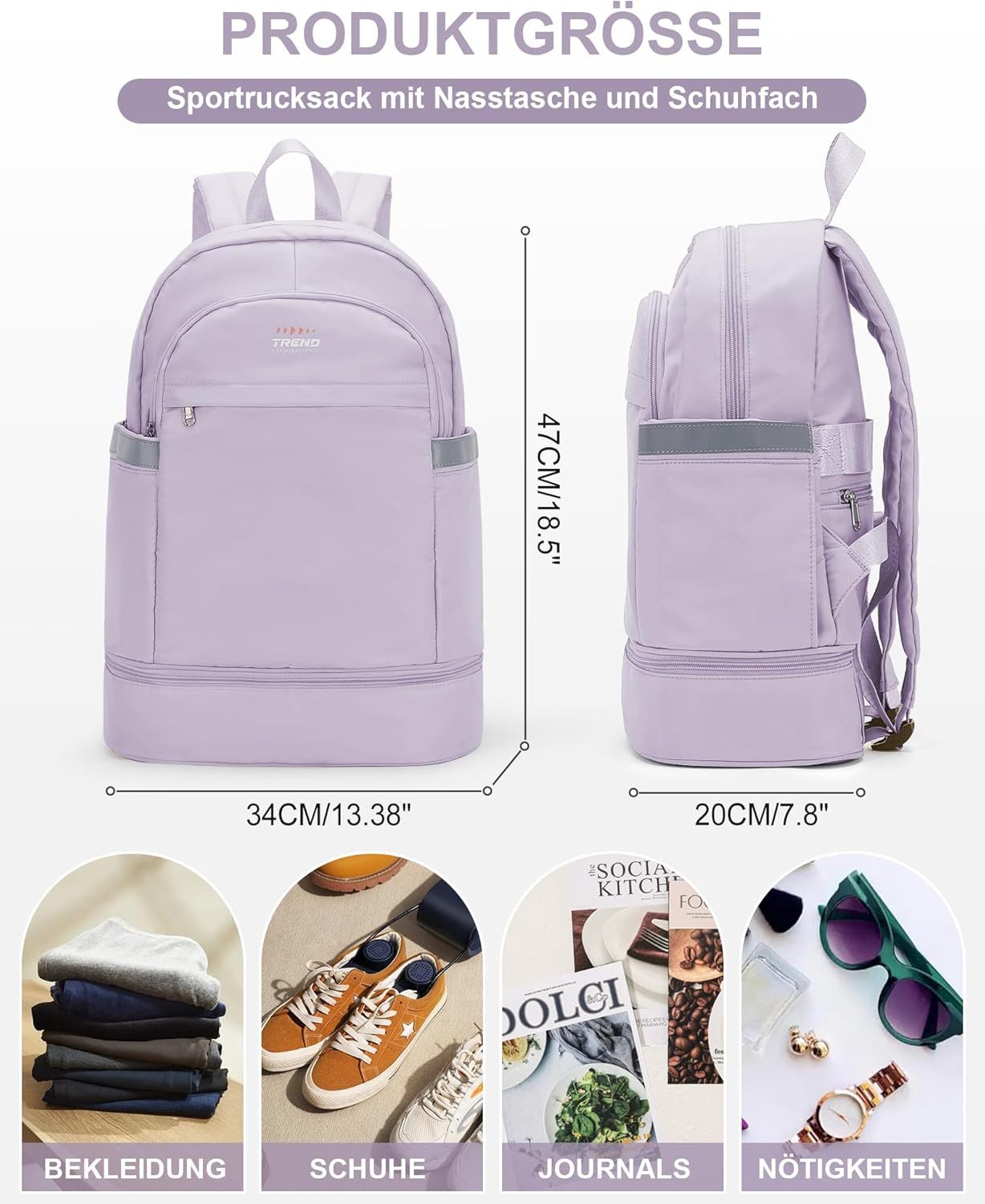 Coonoor Reisetasche Sportrucksack für Frauen mit Schuhfach und Nasstasche F günstig online kaufen