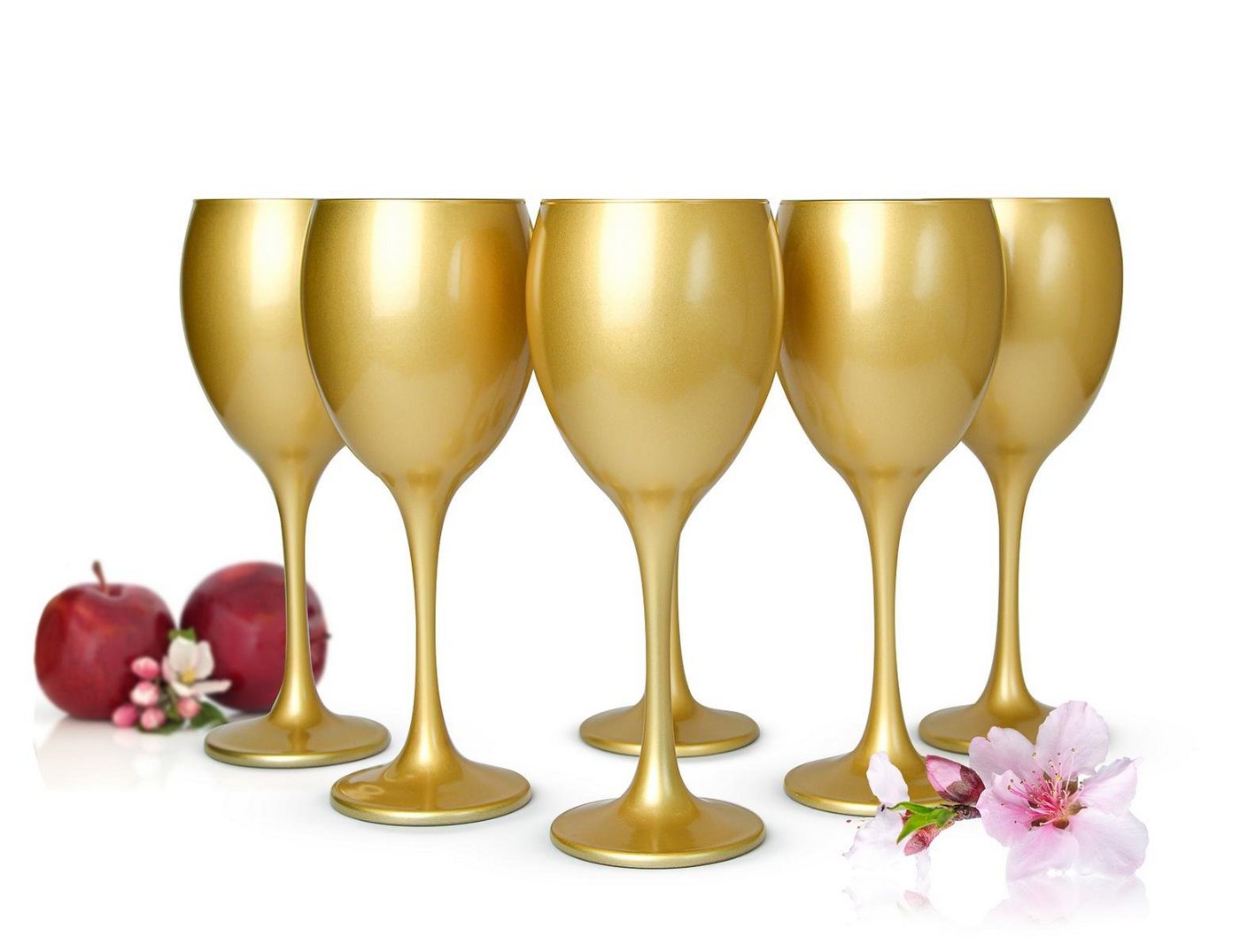 Sendez Weinglas 6 Weingläser 300ml in Mattgold Weinglas Rotweingläser Weinkelche, 6-tlg., Glas