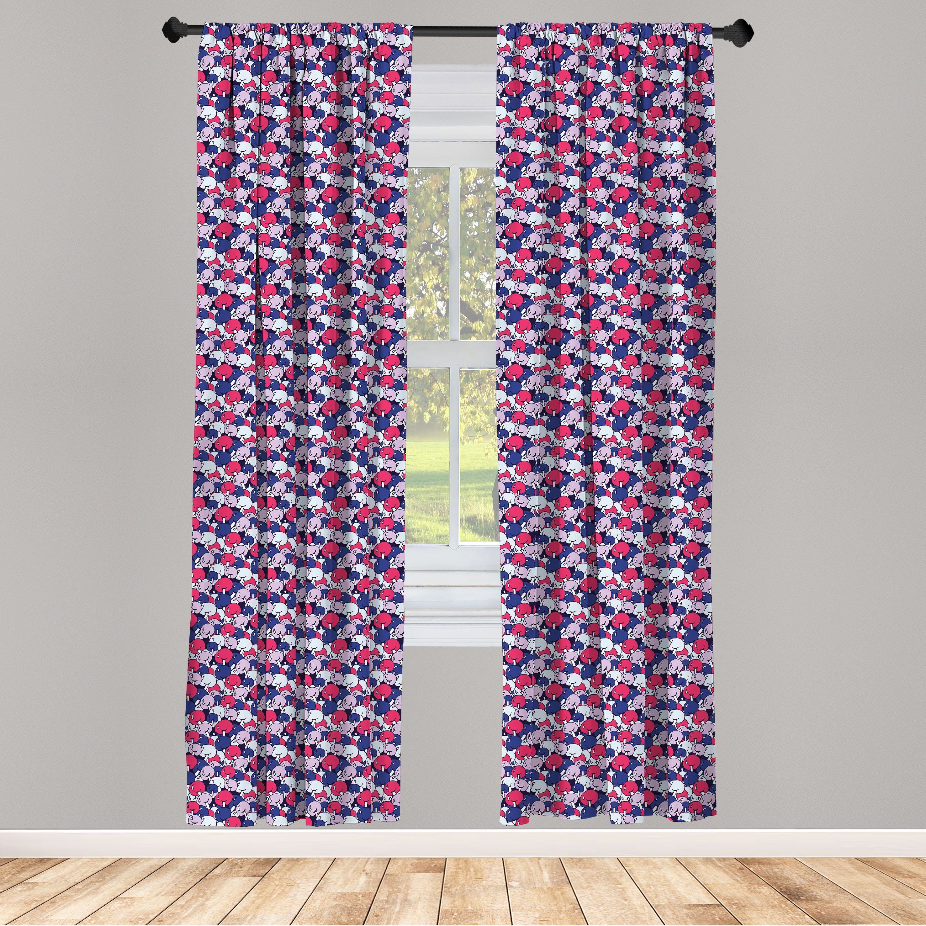 Gardine Schlafzimmer Cartoon Pilze Vorhang für Abakuhaus, Dekor, Microfaser, Bunt Muster Wohnzimmer