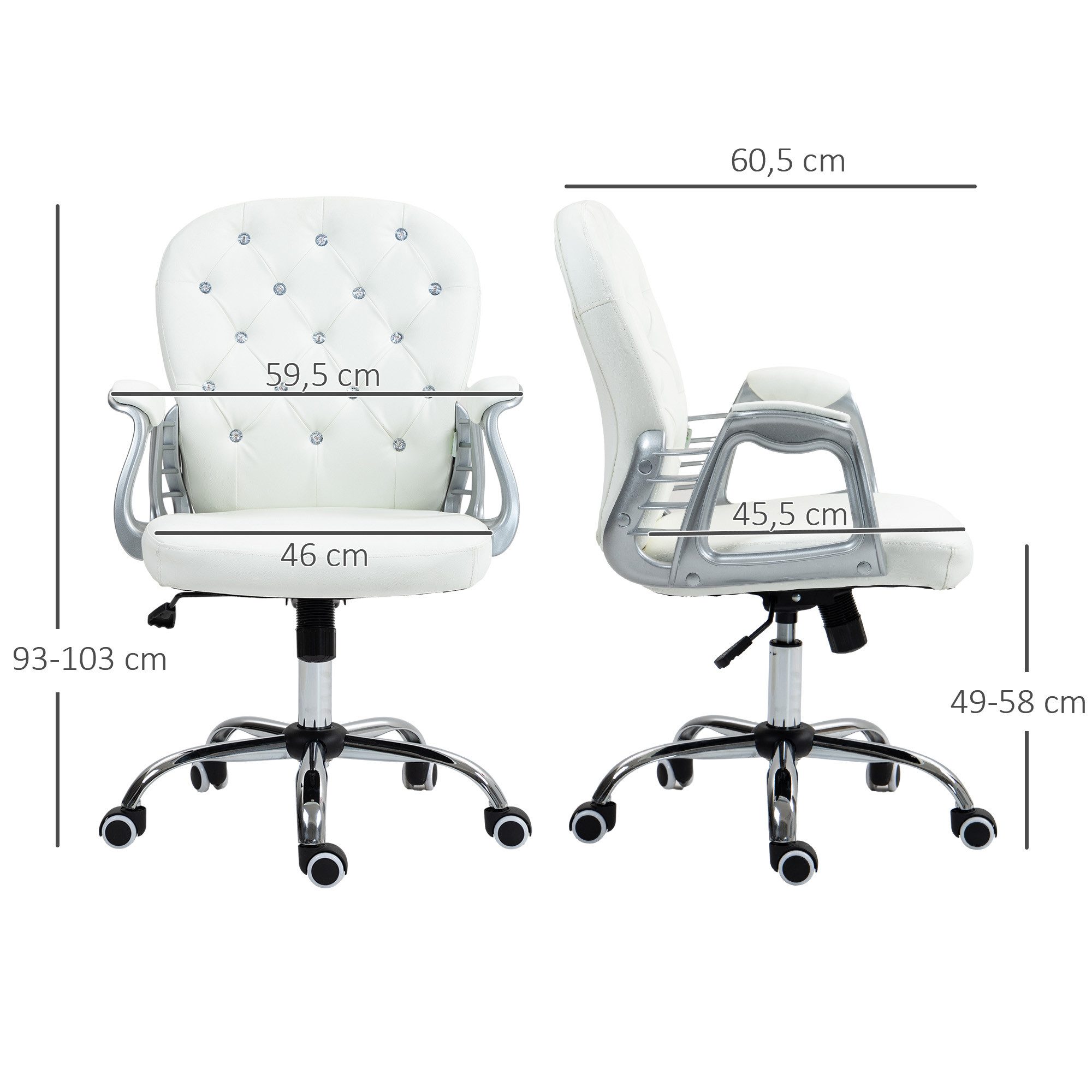 Vinsetto Bürostuhl Homeoffice Stuhl mit Kunstlederoptik höhenverstellbar Drehstuhl (Chefsessel, 1 St), für Wohnzimmer, Büro, Weiß