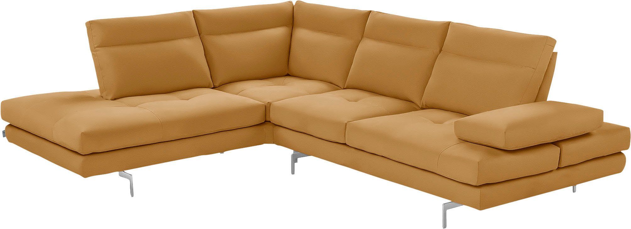 CALIA ITALIA Ecksofa Toby Wing, B/T: 288/232 cm, Multifunktionssofa, Designsofa, L-Form, Sitztiefenverstellung und Armteilfunktion, Füße chrom glänzend