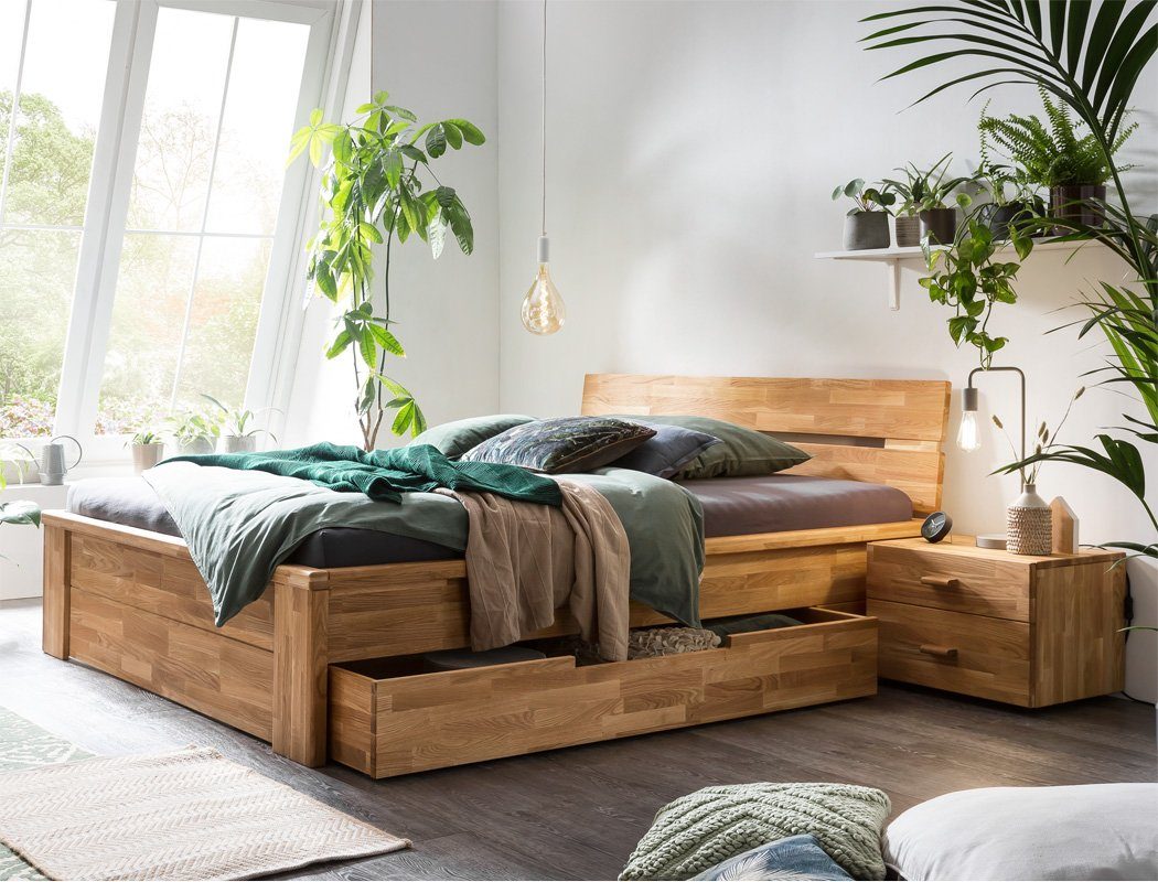expendio Massivholzbett Cleo (Spar-Set, 5-tlg), Wildeiche günstig online kaufen