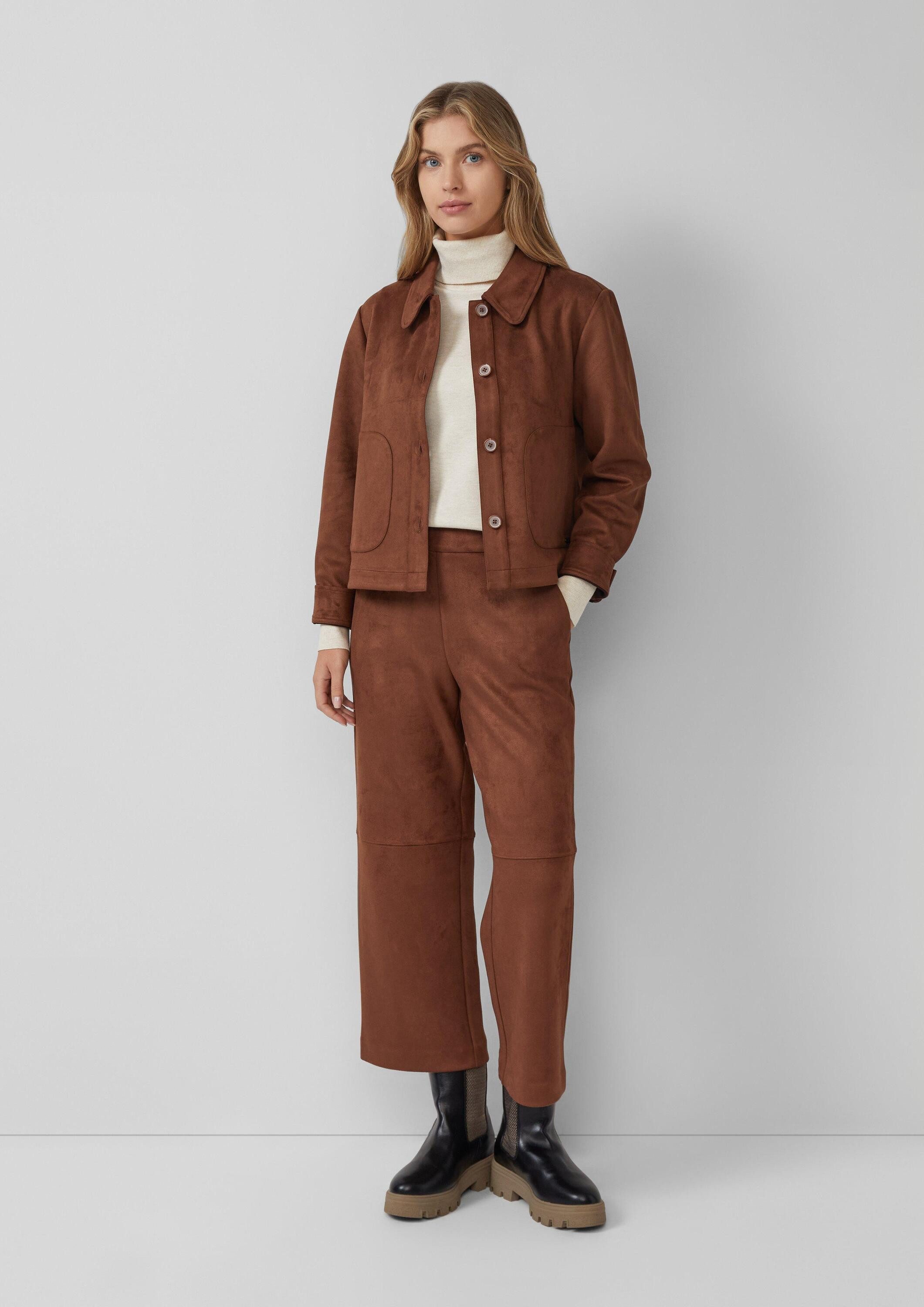 s.Oliver Funktionsjacke Indoor-Jacke Leichte Jacke in Veloursleder-Optik mit aufgesetzten Taschen