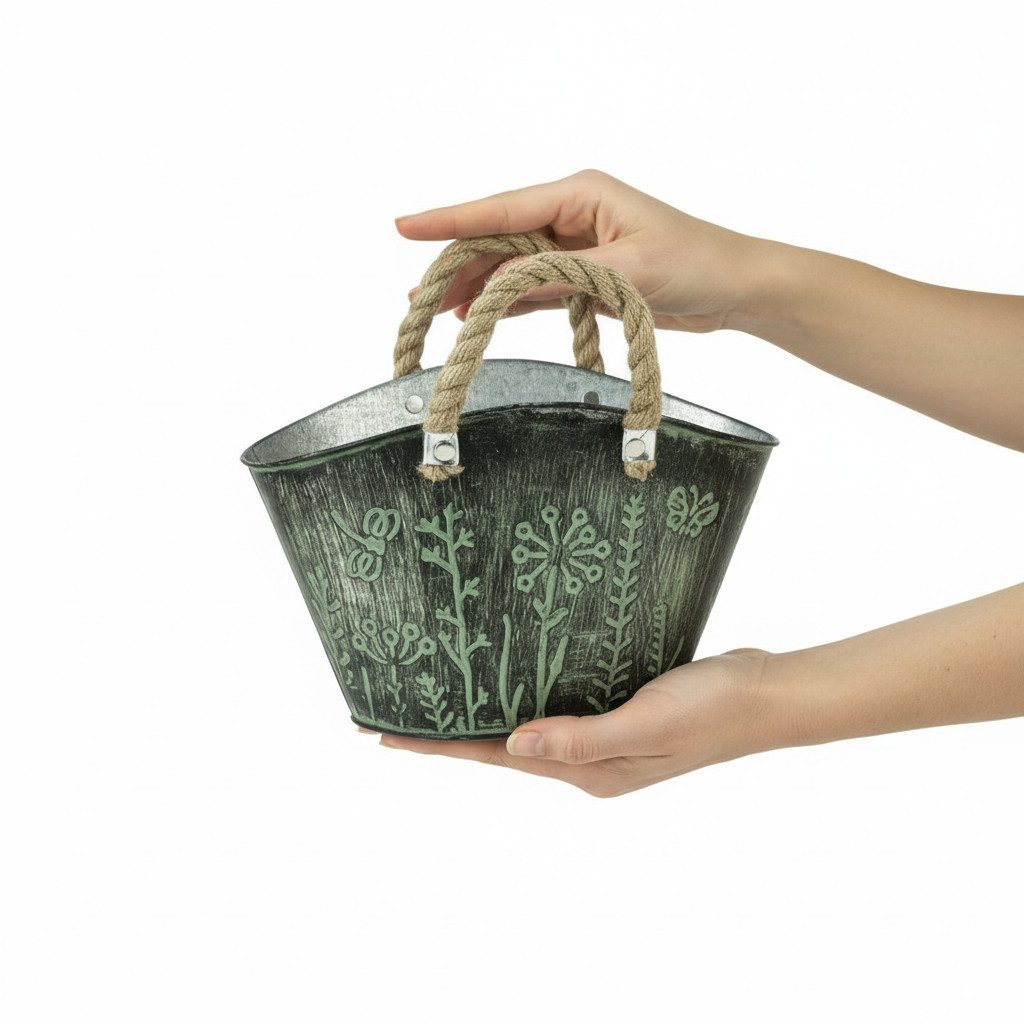 Florists Products Übertopf Dekorativer Pflanztopf im Vintage-Einkaufstaschen-Design mit
