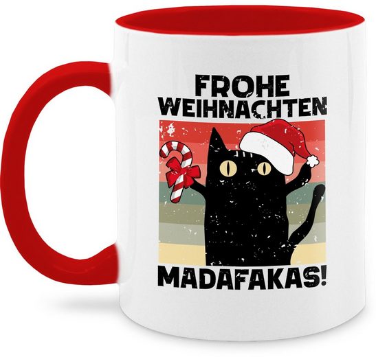 Shirtracer Tasse »Frohe Weihnachten Madafakas Vintage - schwarz - Kaffetasse Weihnachten Deko - Tasse zweifarbig«, Keramik, Teetasse Christmas Geschenke