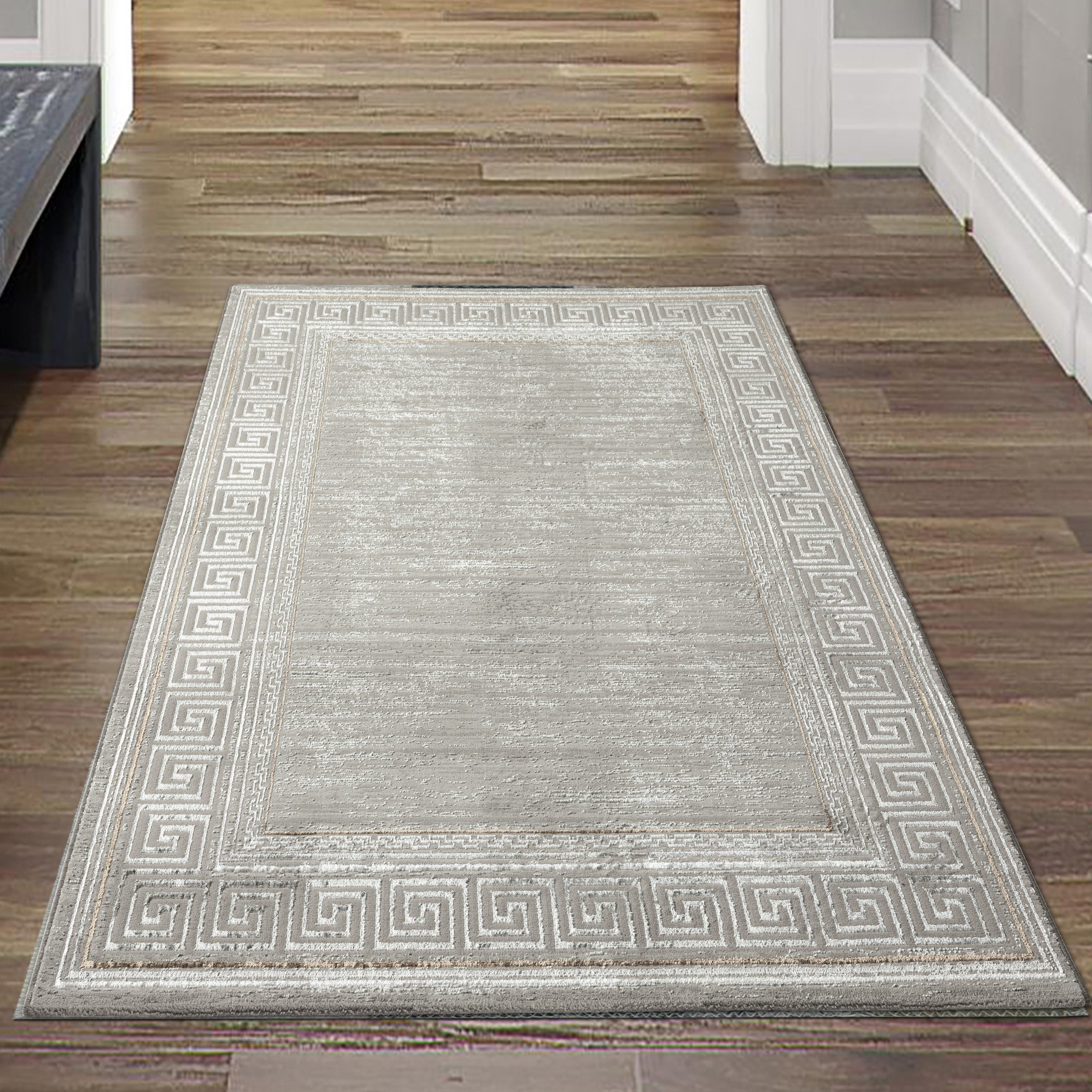 Teppich Schlichter Teppich Flur Wohn- & Schlafzimmer dezentes  orientalisches Muster grau, Teppich-Traum, rechteckig, Höhe: 8 mm