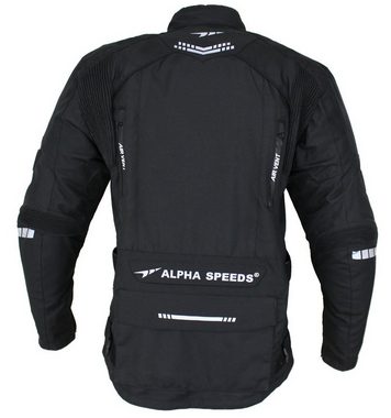 Alpha Speeds Motorradjacke Herren Motorrad Textil Jacke Biker wasserdicht Jacke mit Protektoren Sport, Innenjacke ist trennbar: All Season, Schwarz