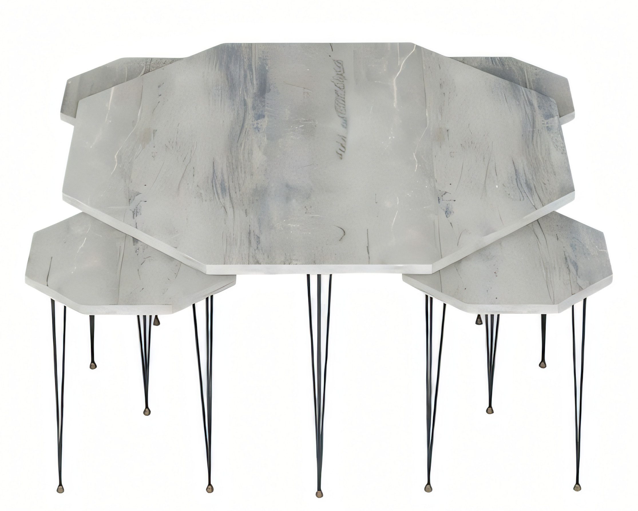 JVmoebel Couchtisch Moderner grauer Holz-Couchtisch mit Приліжкові тумбочкиn Set (Couchtisch, 4x Приліжкові тумбочки), Made in Europe