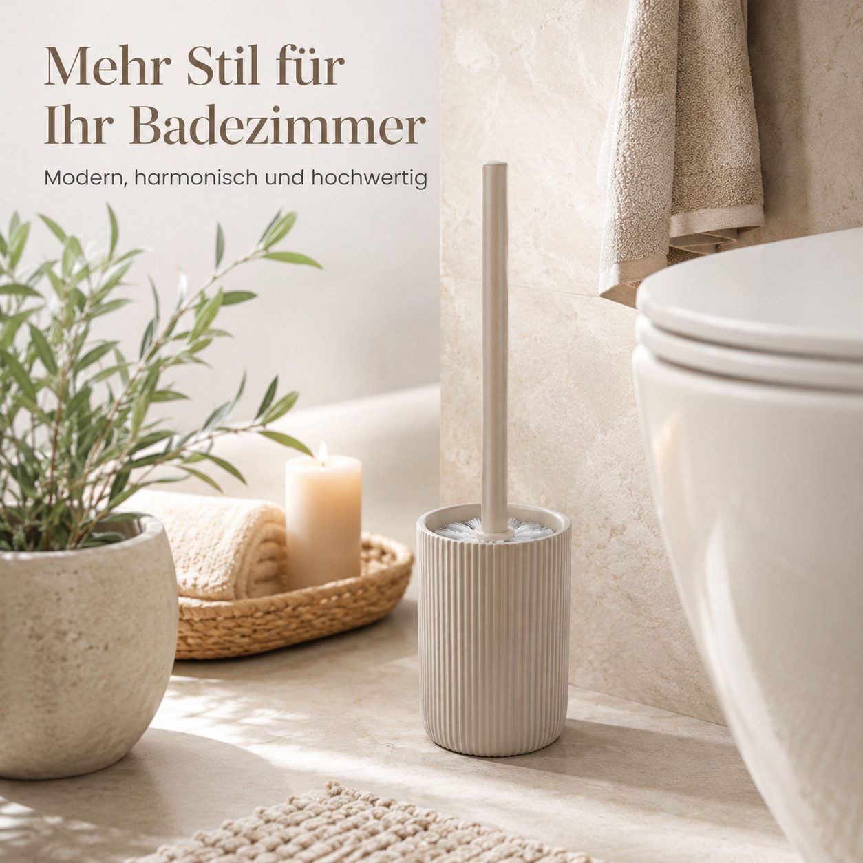 ReWu Seifenspender Samos Taupe Zahnputzbecher Seifenspender WC Garnitur Aufbewahrungsdose, (1-tlg), WC Garnitur – Bild 4 von 5