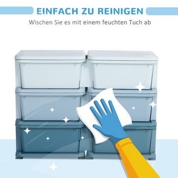 HOMCOM Spielzeugtruhe Schubladenschrank für Kinder Aufbewahrungsboxen mit 6 Ebenen Blau (Spielzeug-Organizer, 1 St., Spielzeugkiste), 275L x 37B x 56.5H cm