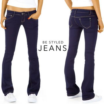 be styled Bootcut-Jeans dunkelblaue low waist Damen Jeanshosen mit ausgestelltem Bein j43kw 5 pocket, low waist