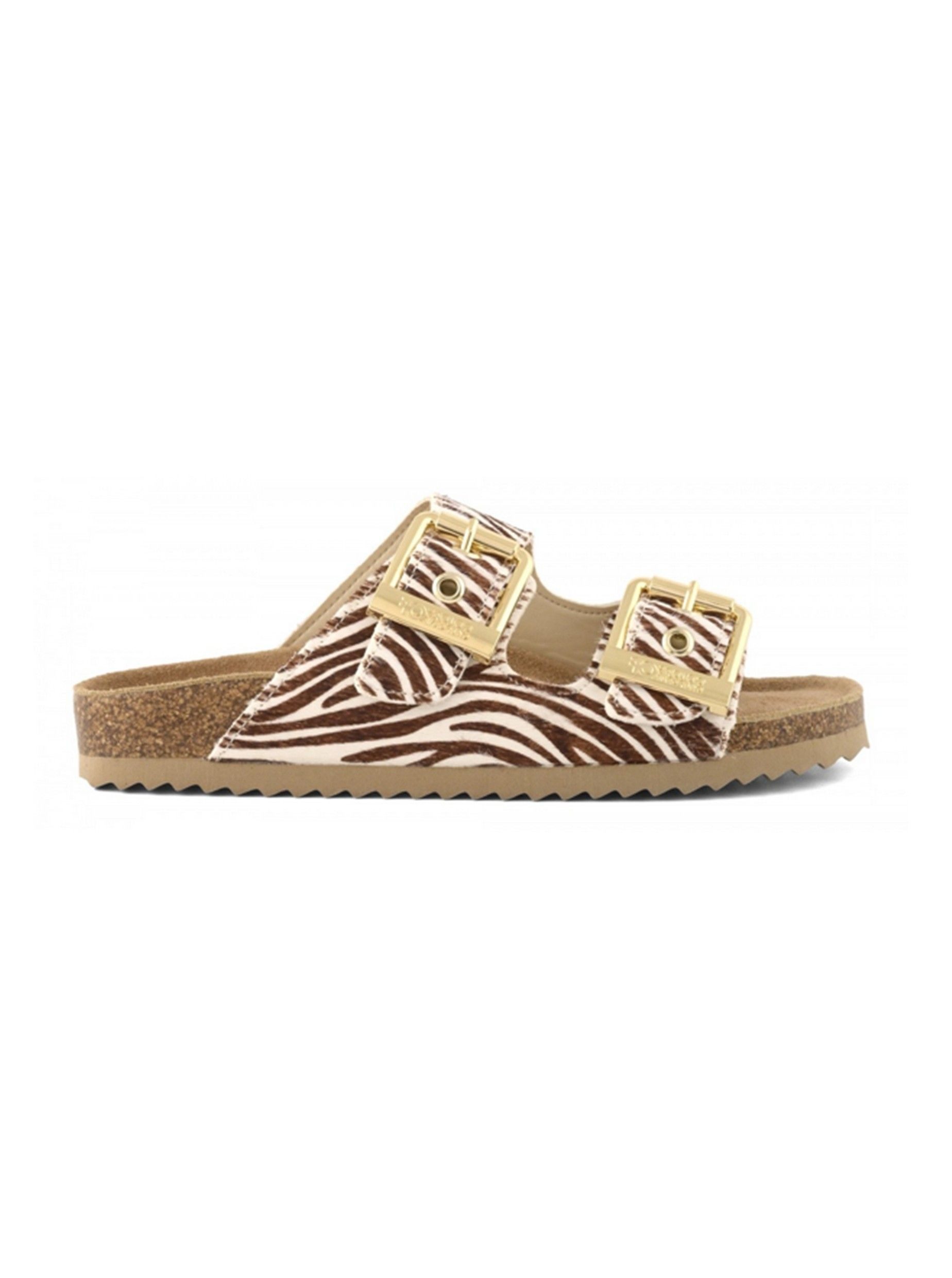 Colors of California pony hair two buckle sandal Sandale