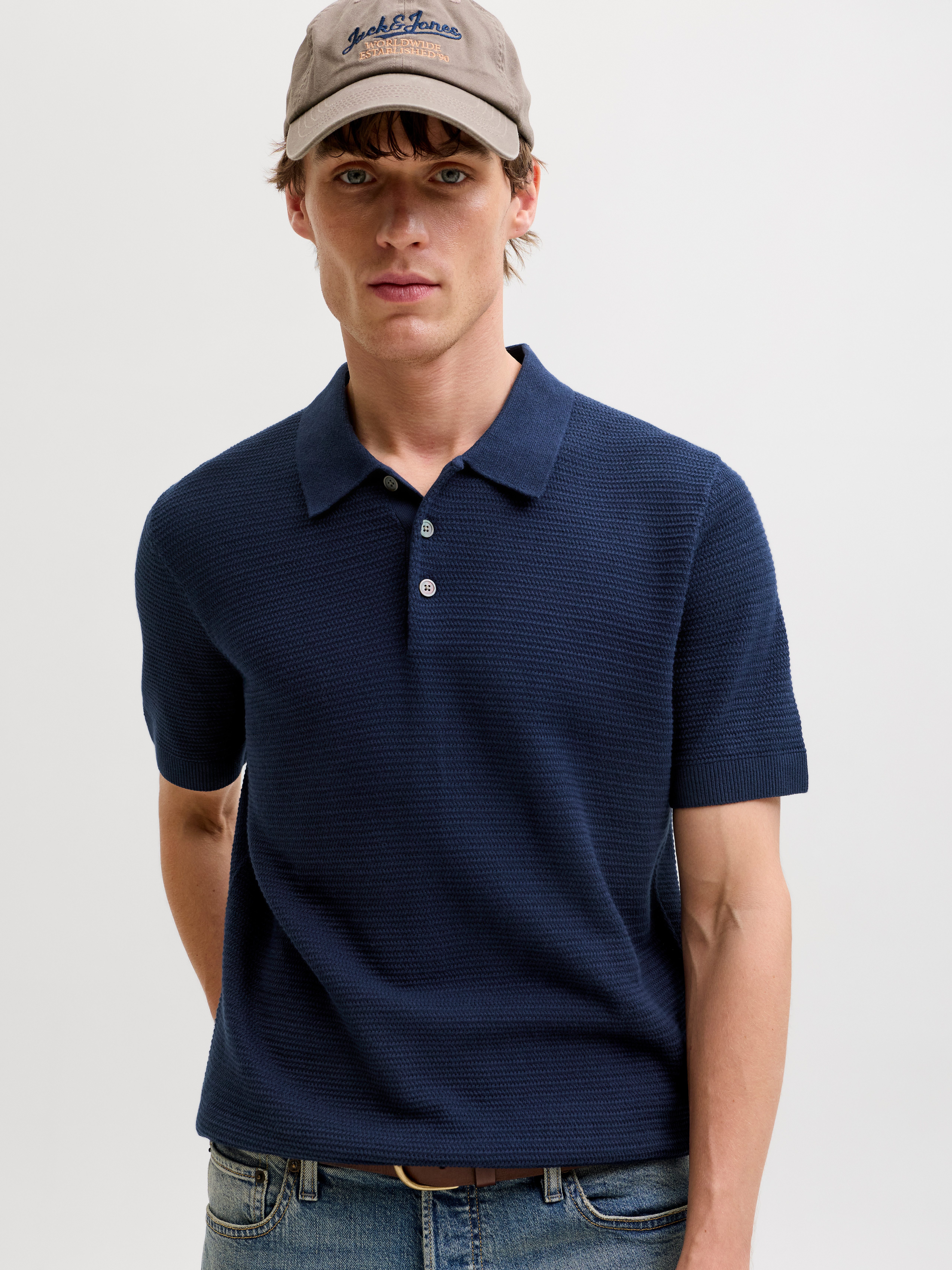 Jack & Jones Polokragenpullover JPRBLURILEY KNIT POLO SS SN Baumwolle, regular fit – Bild 2 von 5
